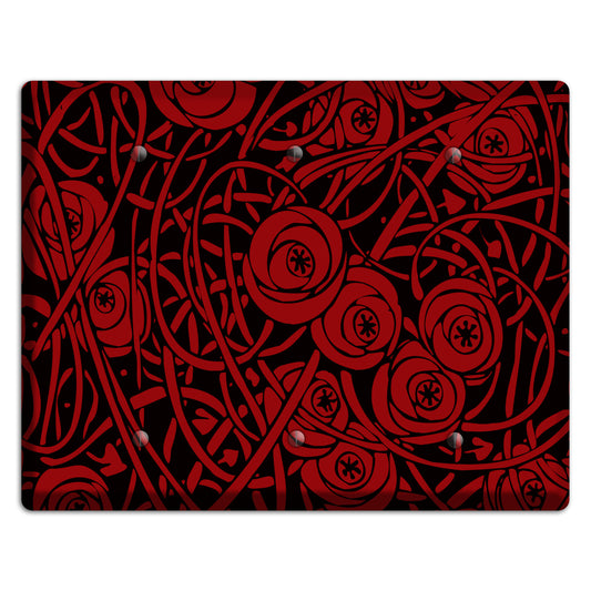 Red Deco Floral 3 Blank Wallplate