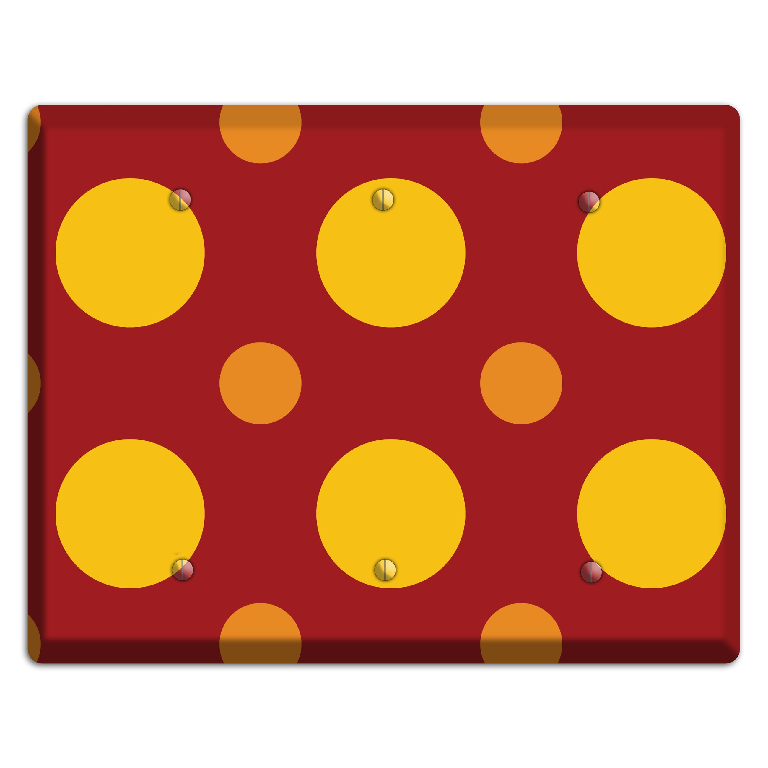 Red with Multi Orange Multi Medium Polka Dots 3 Blank Wallplate