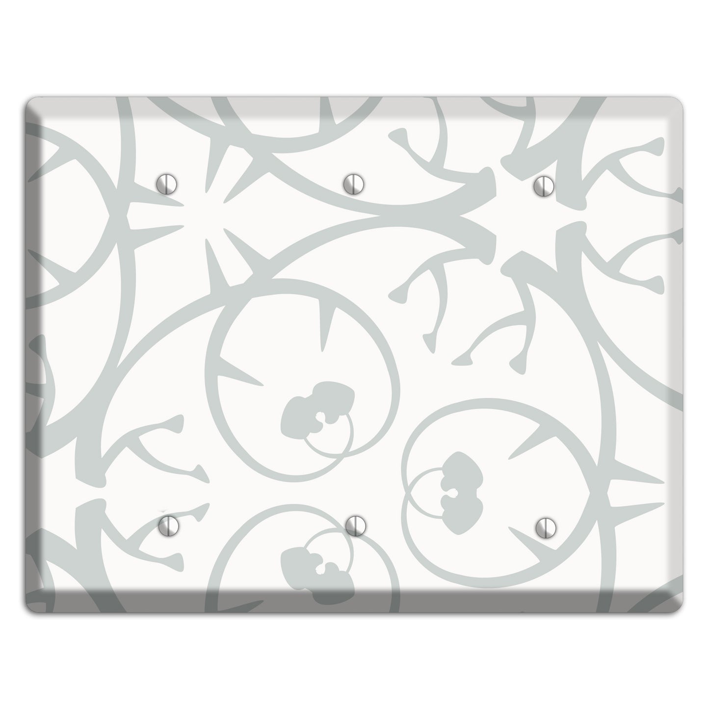 White with Grey Abstract Swirl 3 Blank Wallplate