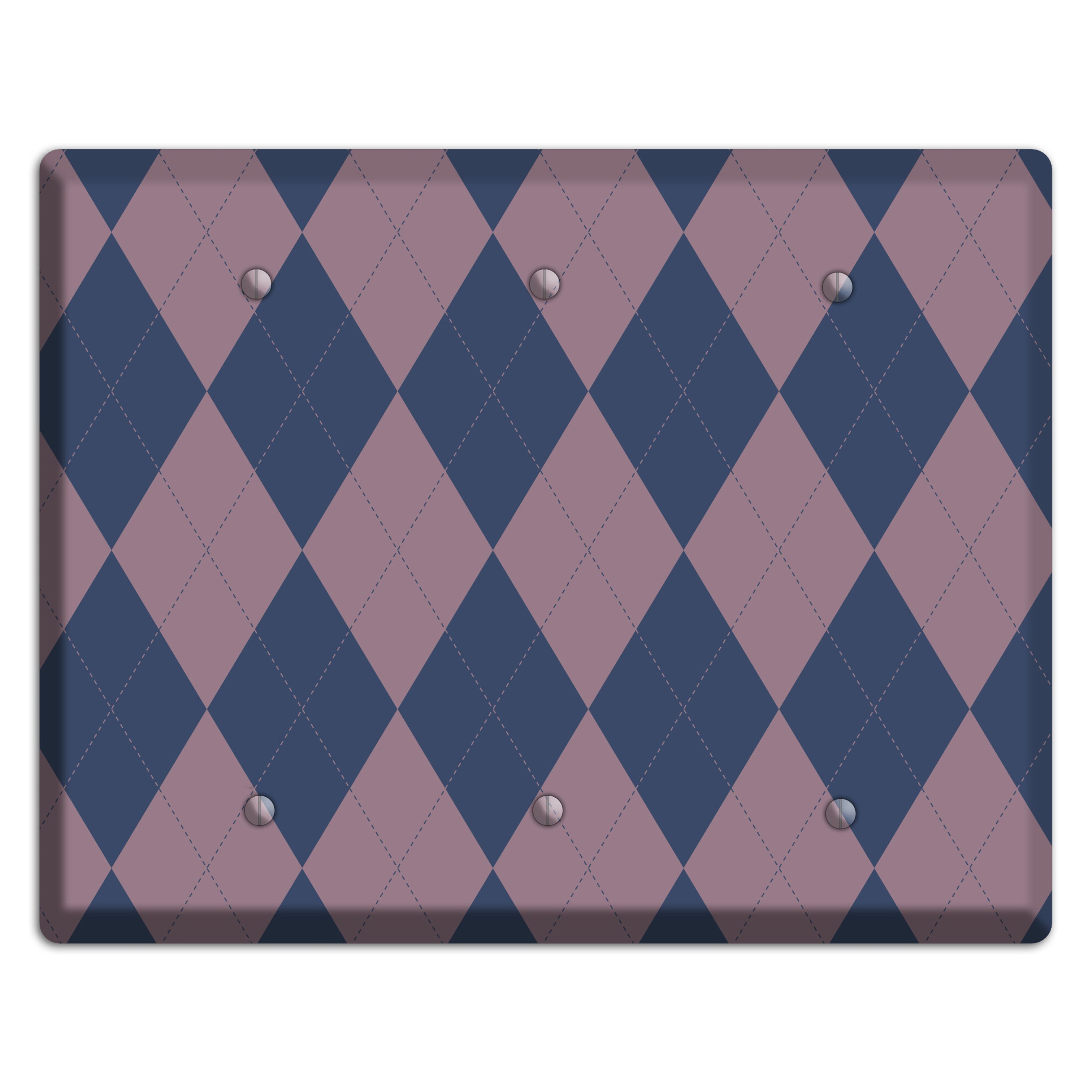 Purple Argyle 3 Blank Wallplate