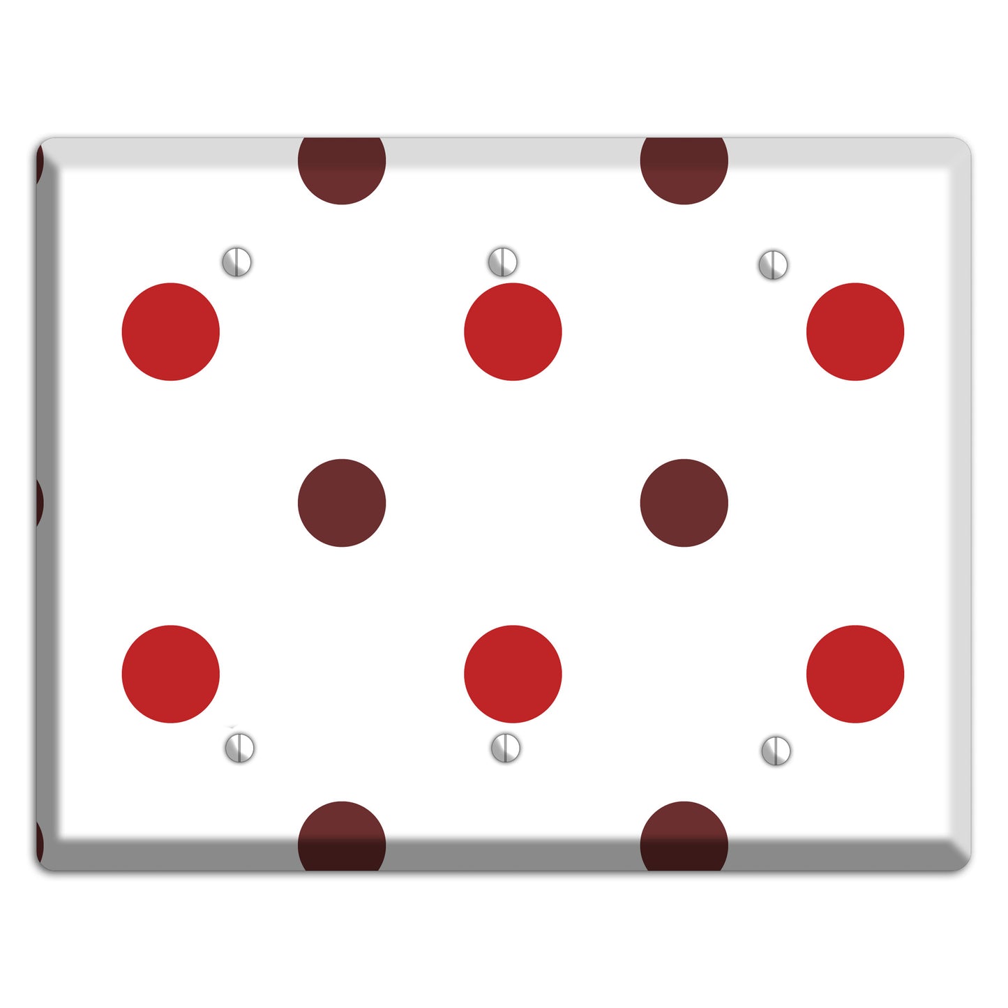 Red and Brown Medium Polka Dots 3 Blank Wallplate