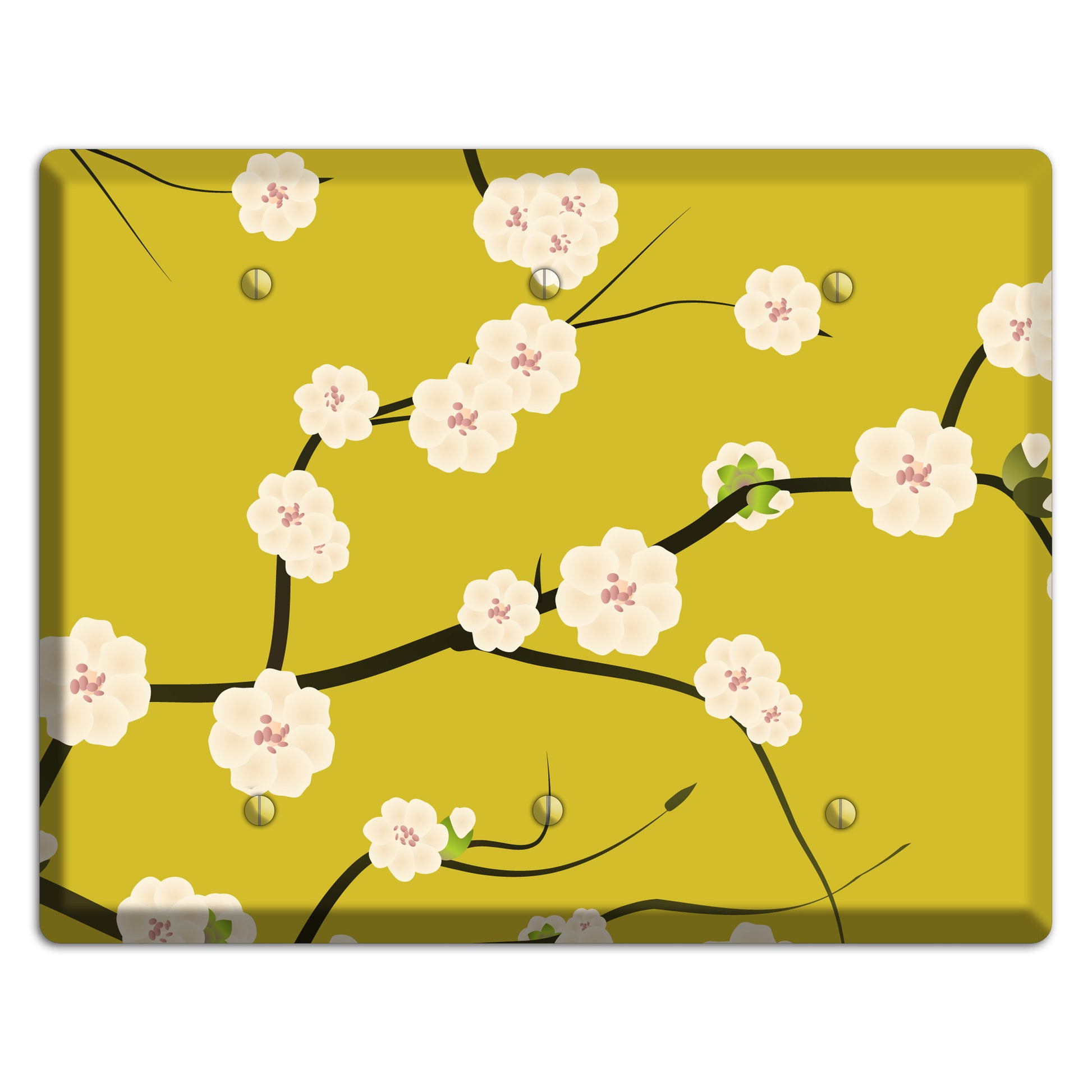Yellow Chery Blossoms 3 Blank Wallplate