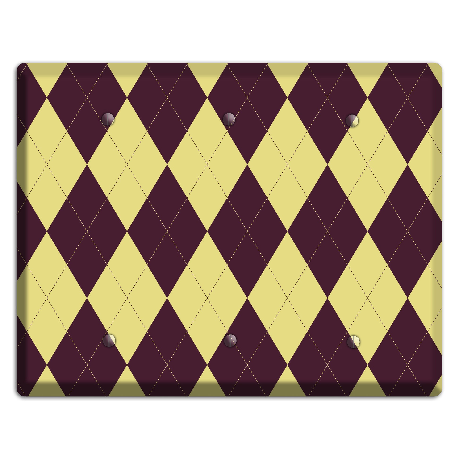 Yellow and Dark Maroon Argyle 3 Blank Wallplate