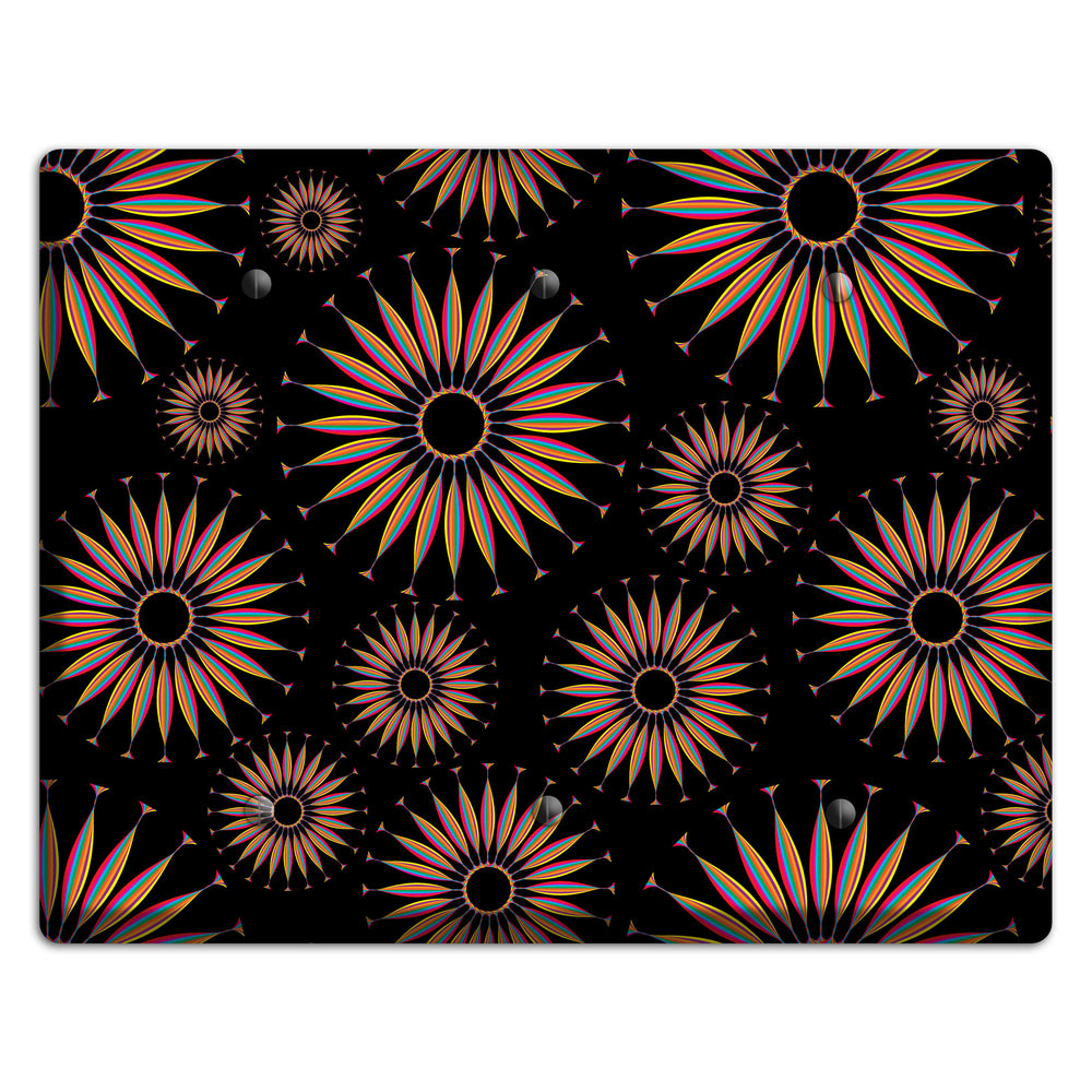 Black with Multi Suzani 3 Blank Wallplate