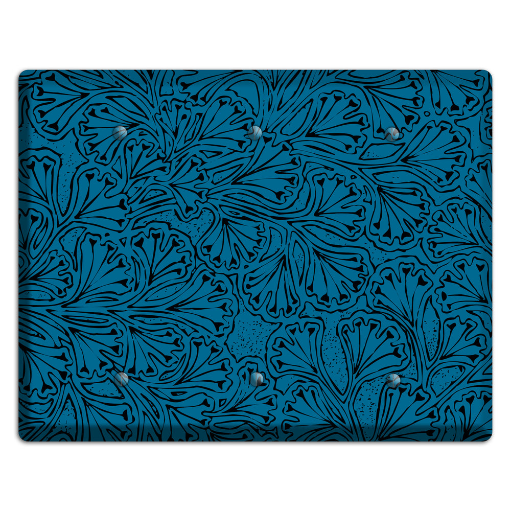 Deco Blue Interlocking Floral 3 Blank Wallplate