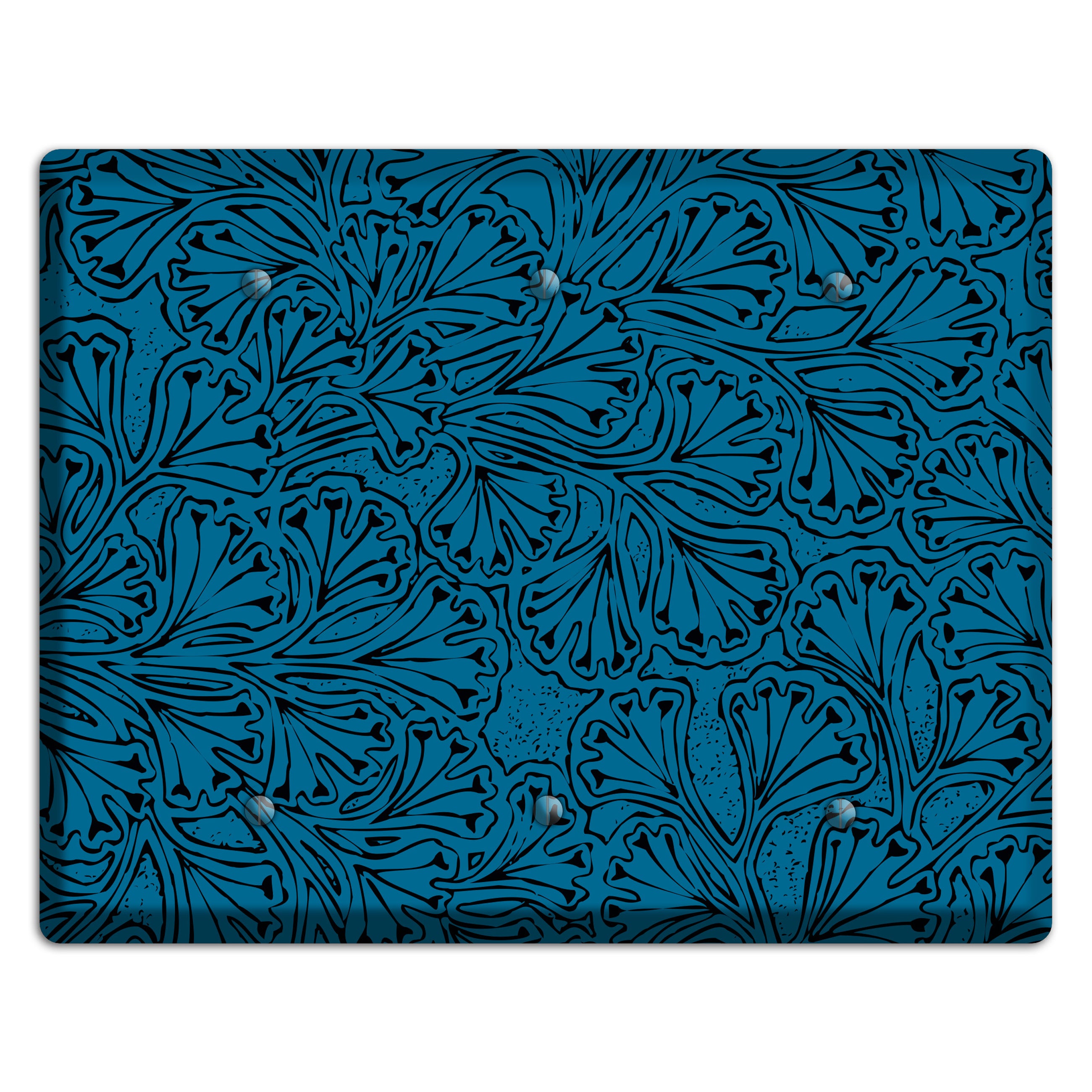 Deco Blue Interlocking Floral 3 Blank Wallplate