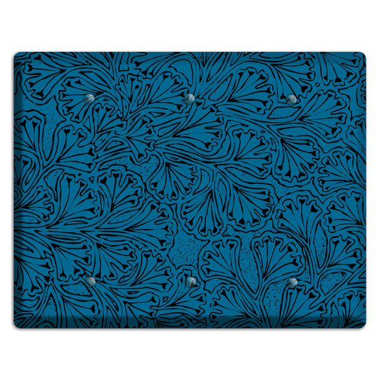 Deco Blue Interlocking Floral 3 Blank Wallplate