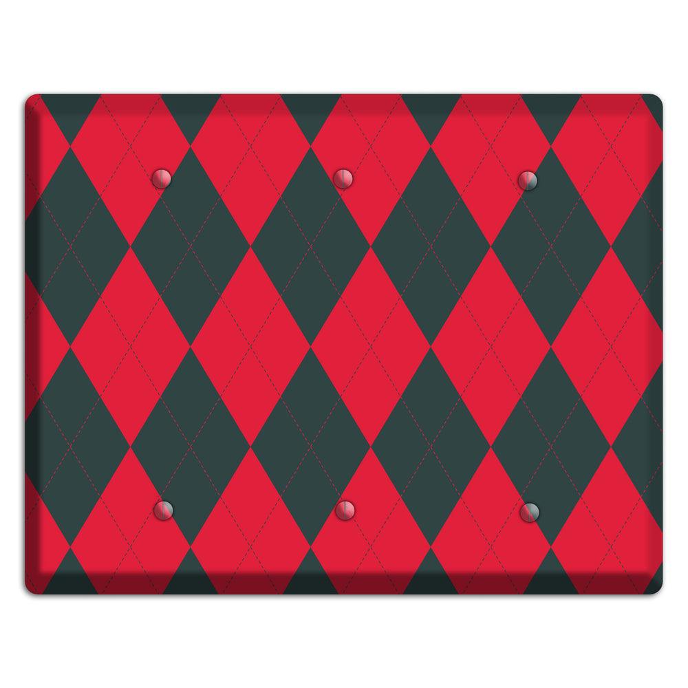 Red and Black Argyle 3 Blank Wallplate