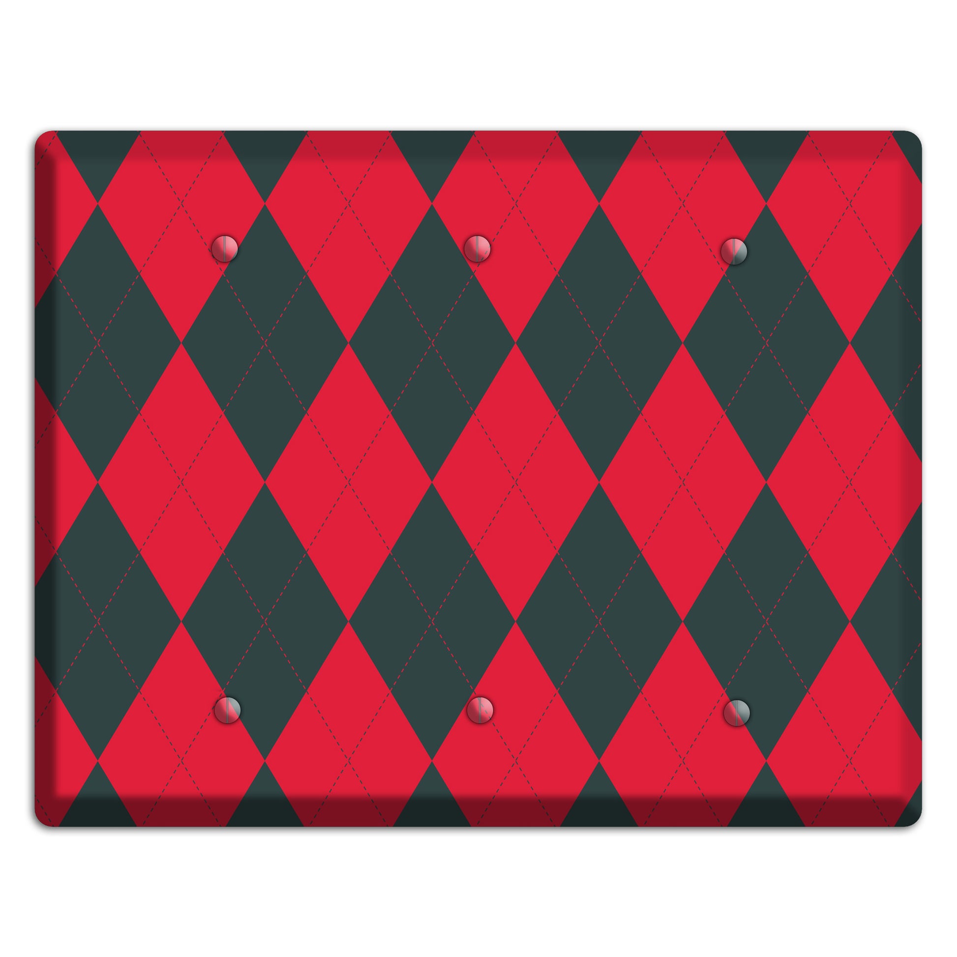 Red and Black Argyle 3 Blank Wallplate