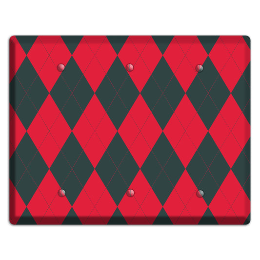 Red and Black Argyle 3 Blank Wallplate