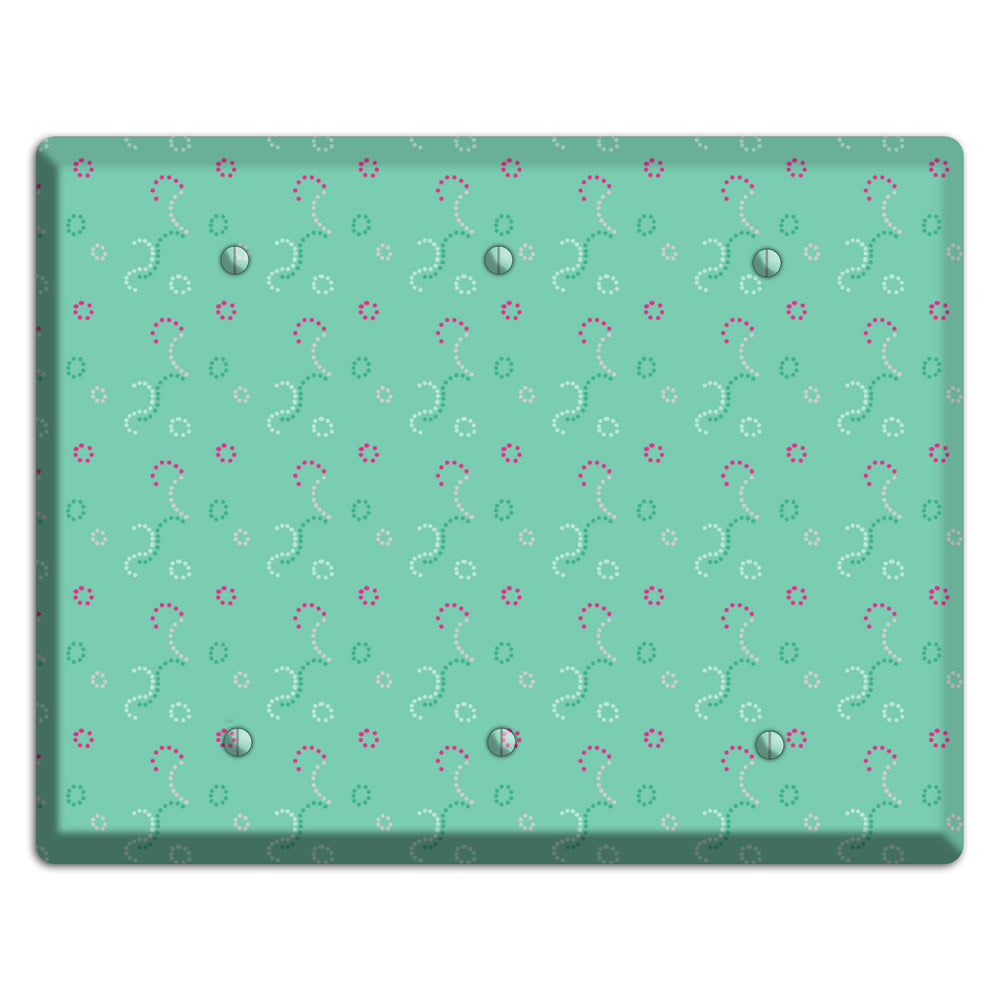 Multi Aqua with Fuschia Stipple 3 Blank Wallplate