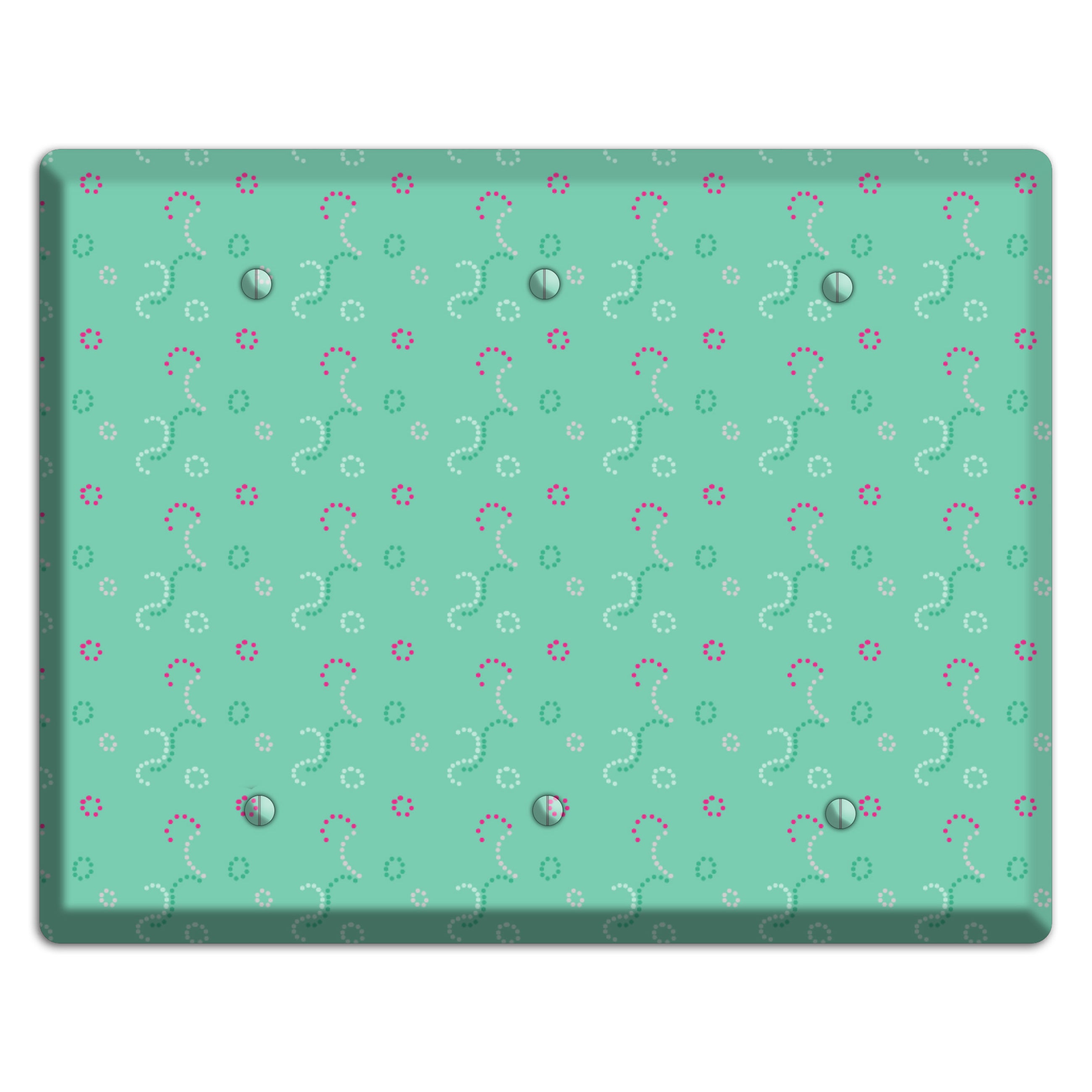 Multi Aqua with Fuschia Stipple 3 Blank Wallplate