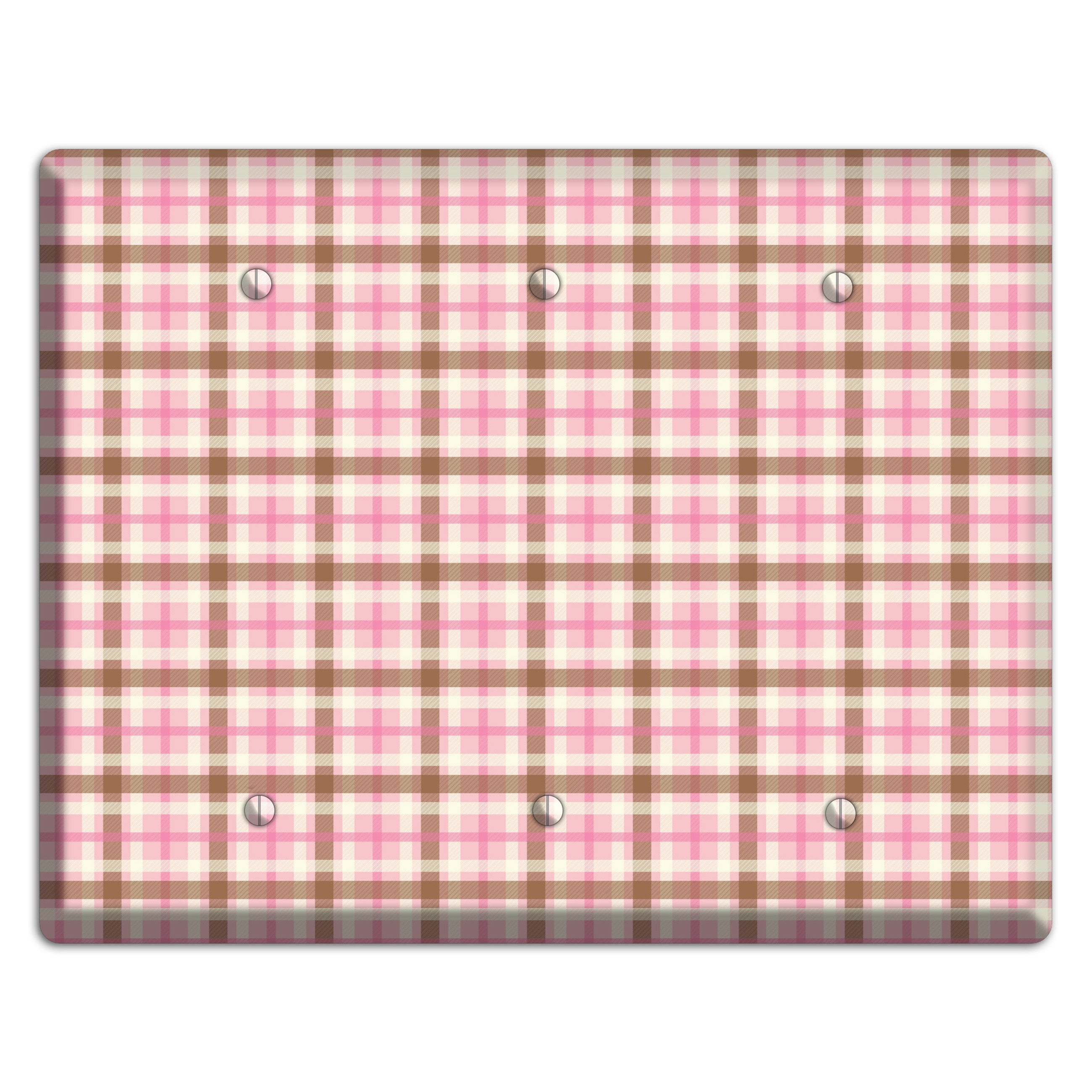 Pink and Brown Plaid 3 Blank Wallplate