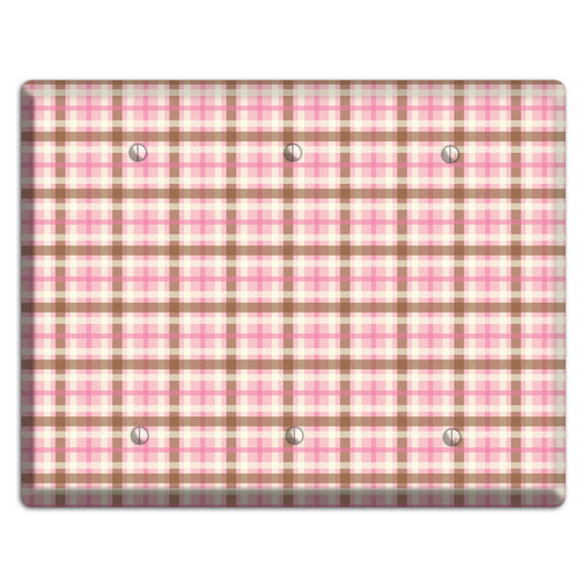 Pink and Brown Plaid 3 Blank Wallplate