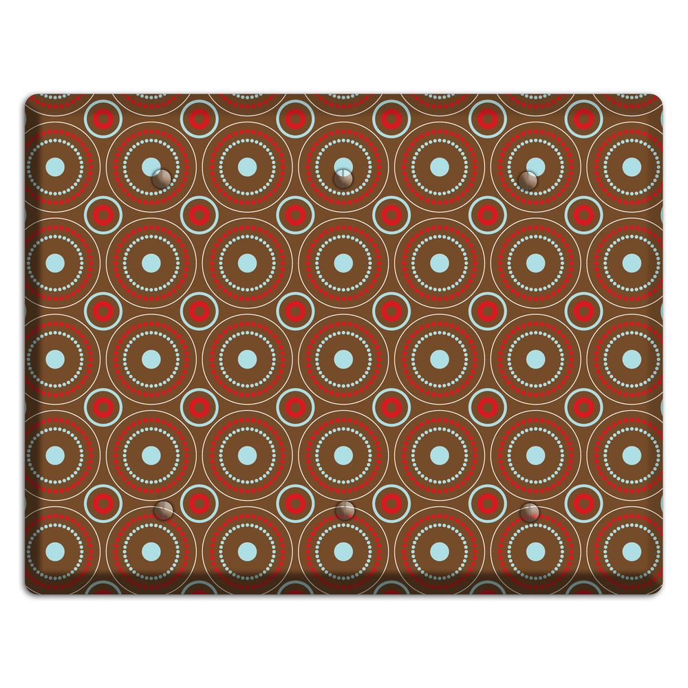 Brown with Red and Dusty Blue Retro Suzani 3 Blank Wallplate