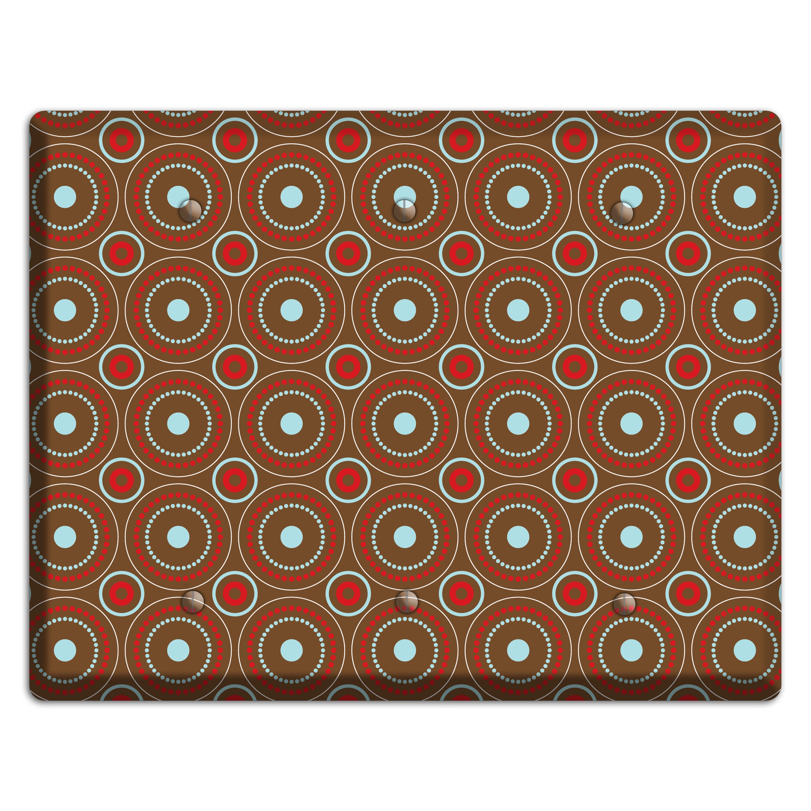 Brown with Red and Dusty Blue Retro Suzani 3 Blank Wallplate