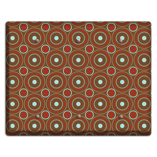Brown with Red and Dusty Blue Retro Suzani 3 Blank Wallplate