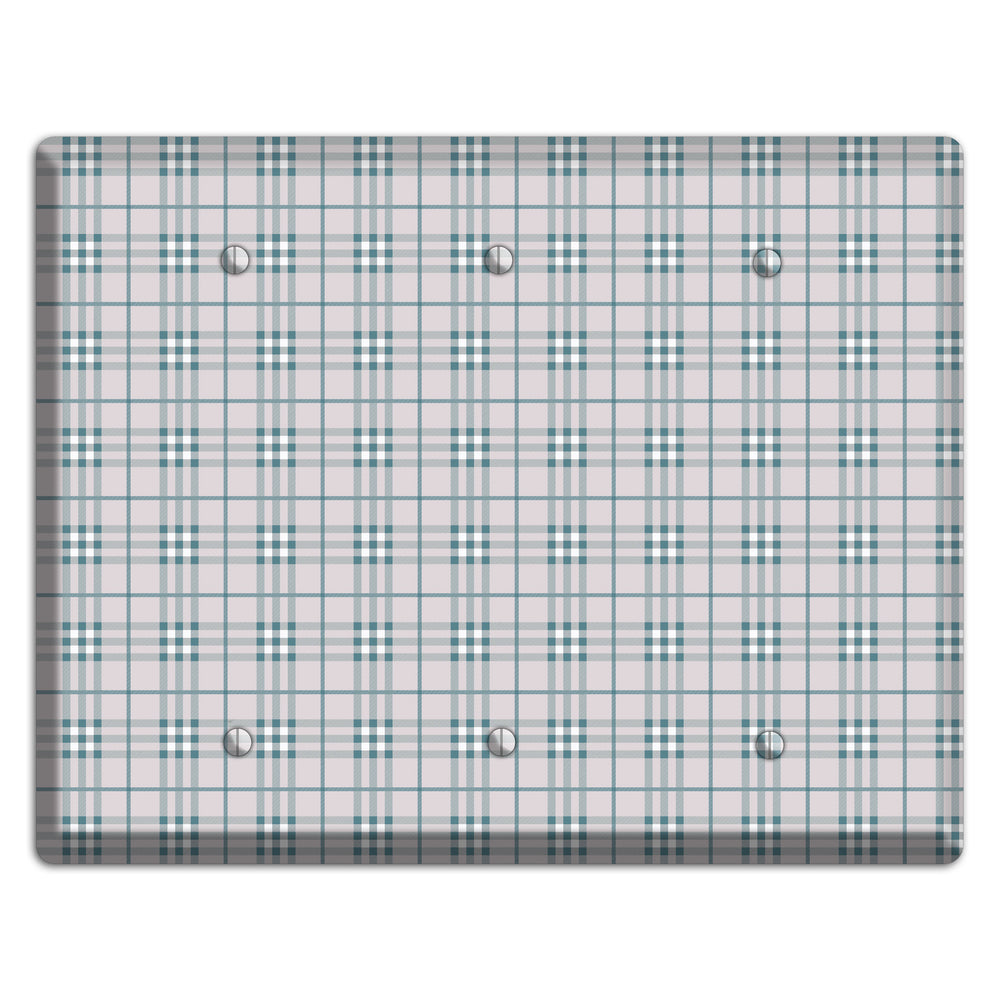 Multi Grey Plaid 3 Blank Wallplate