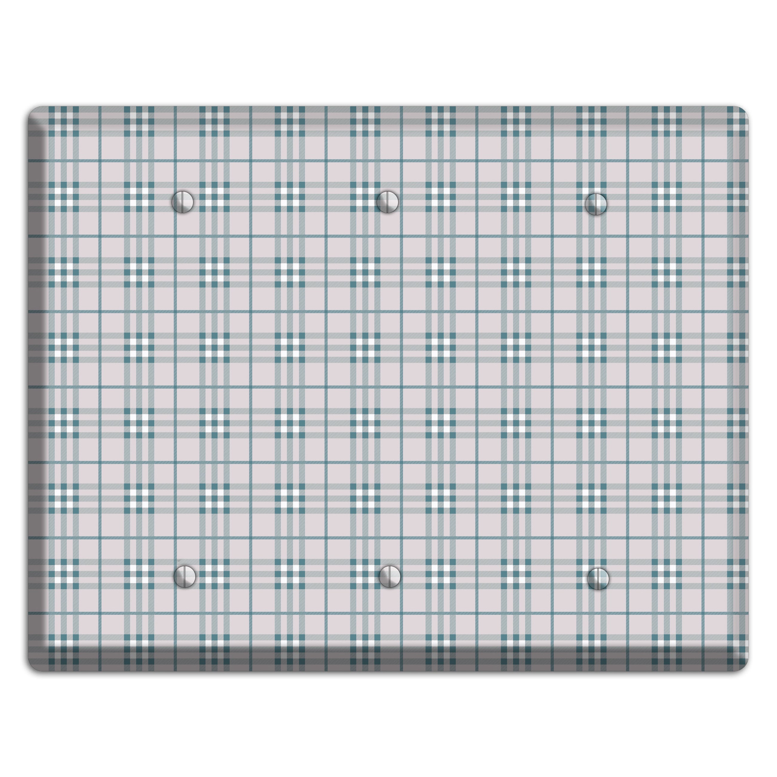 Multi Grey Plaid 3 Blank Wallplate
