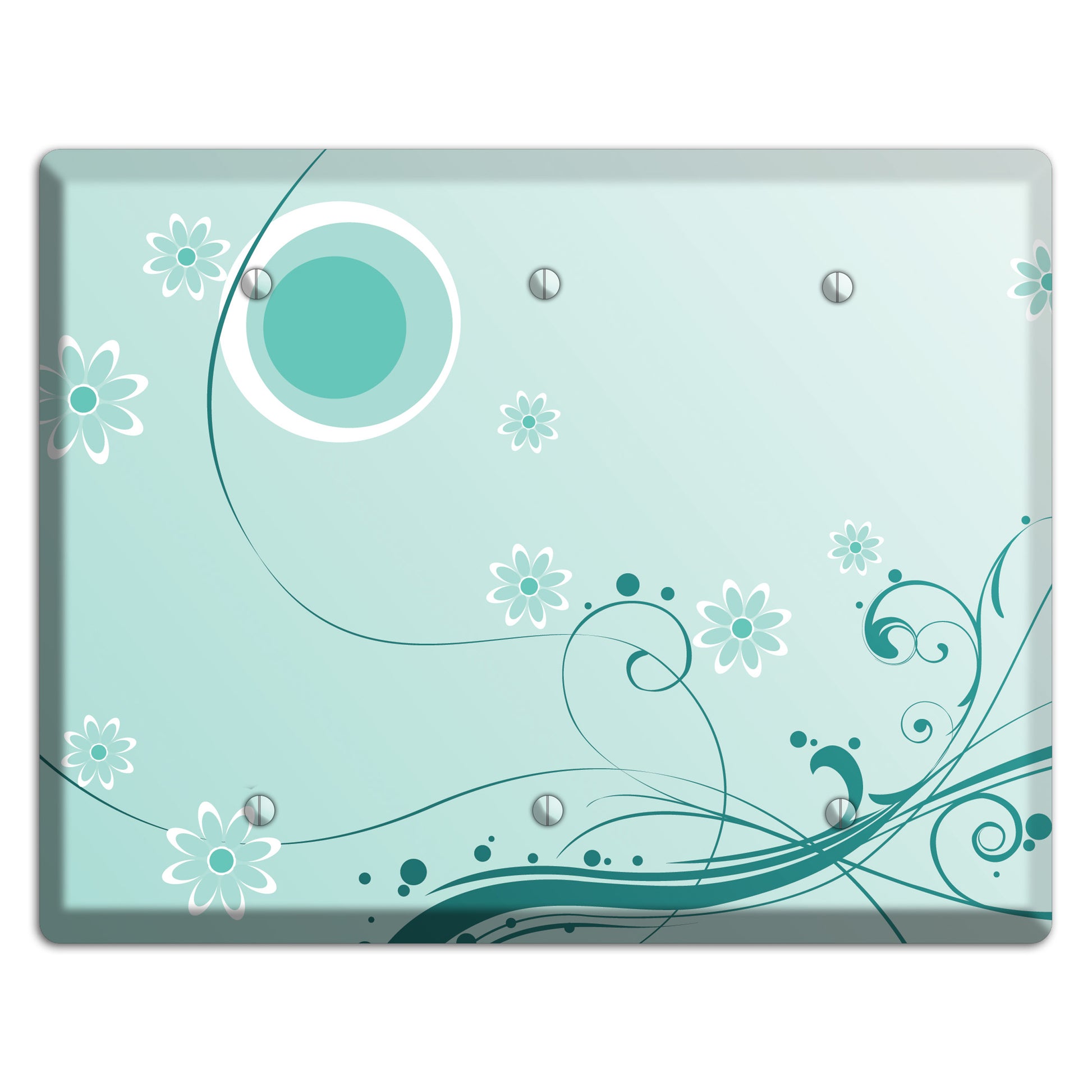 Light Green Floral 3 Blank Wallplate
