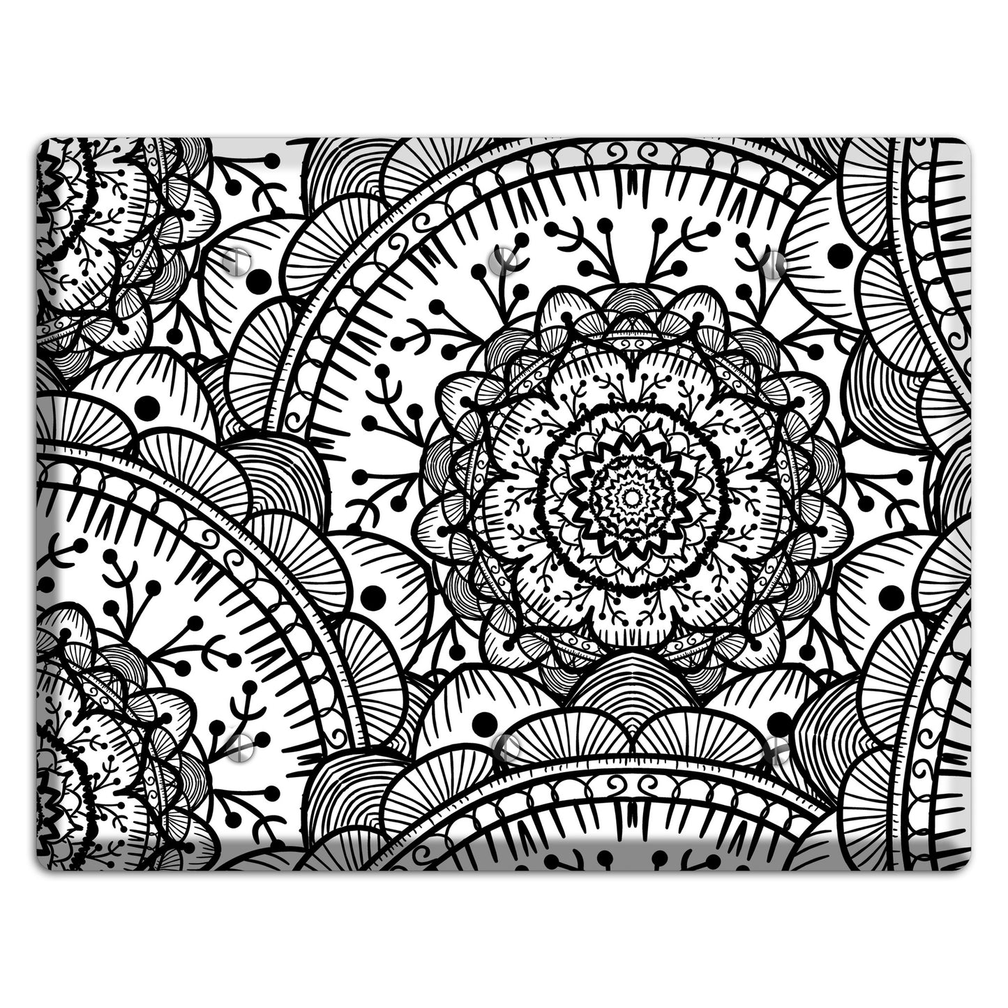 Mandala Black and White Style Q Cover Plates 3 Blank Wallplate
