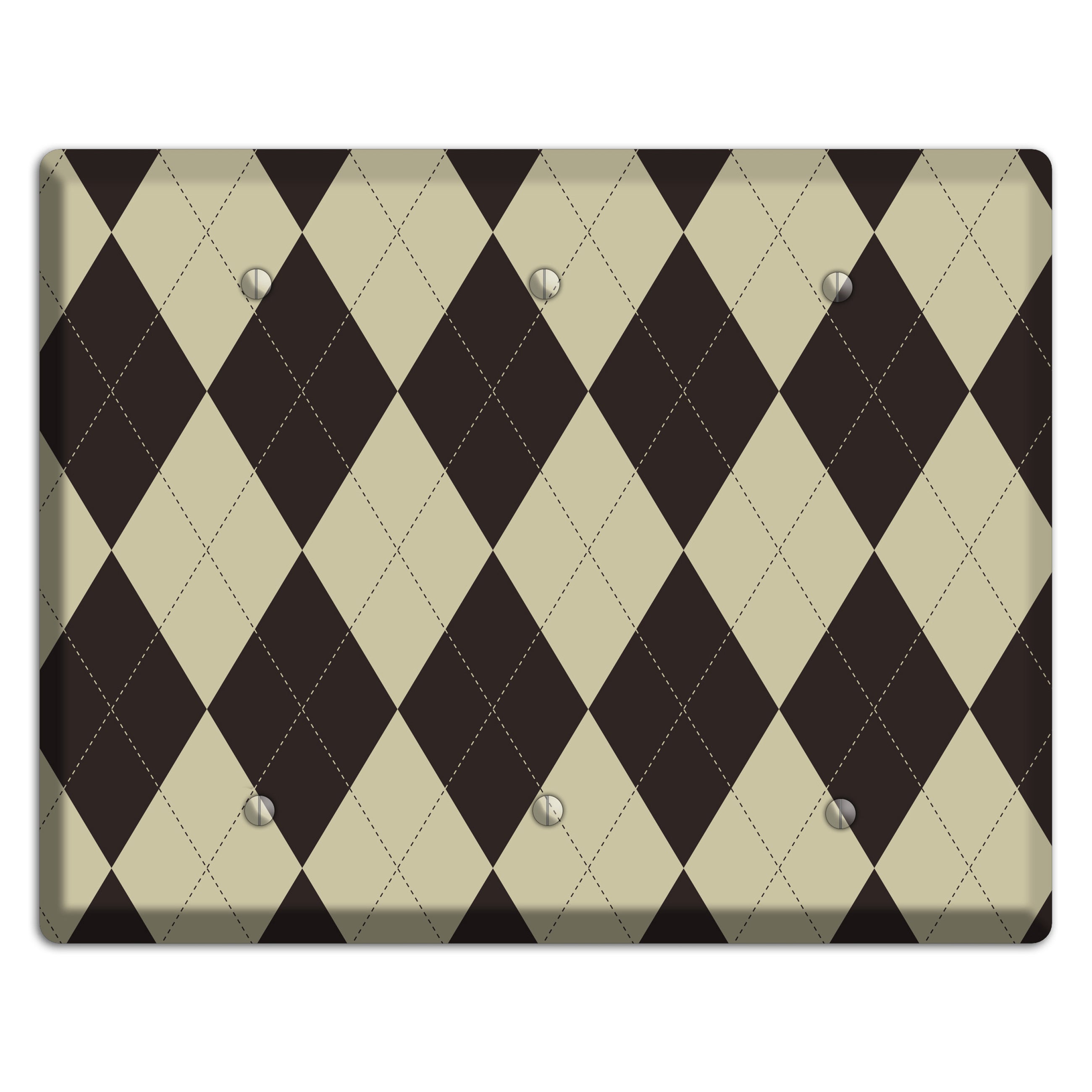 Beige and Black Argyle 3 Blank Wallplate