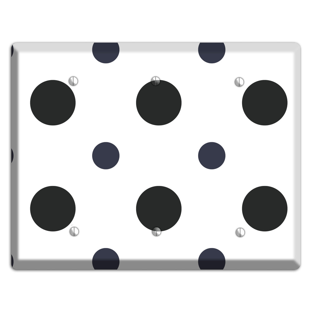 Black Multi Medium Polka Dots 3 Blank Wallplate