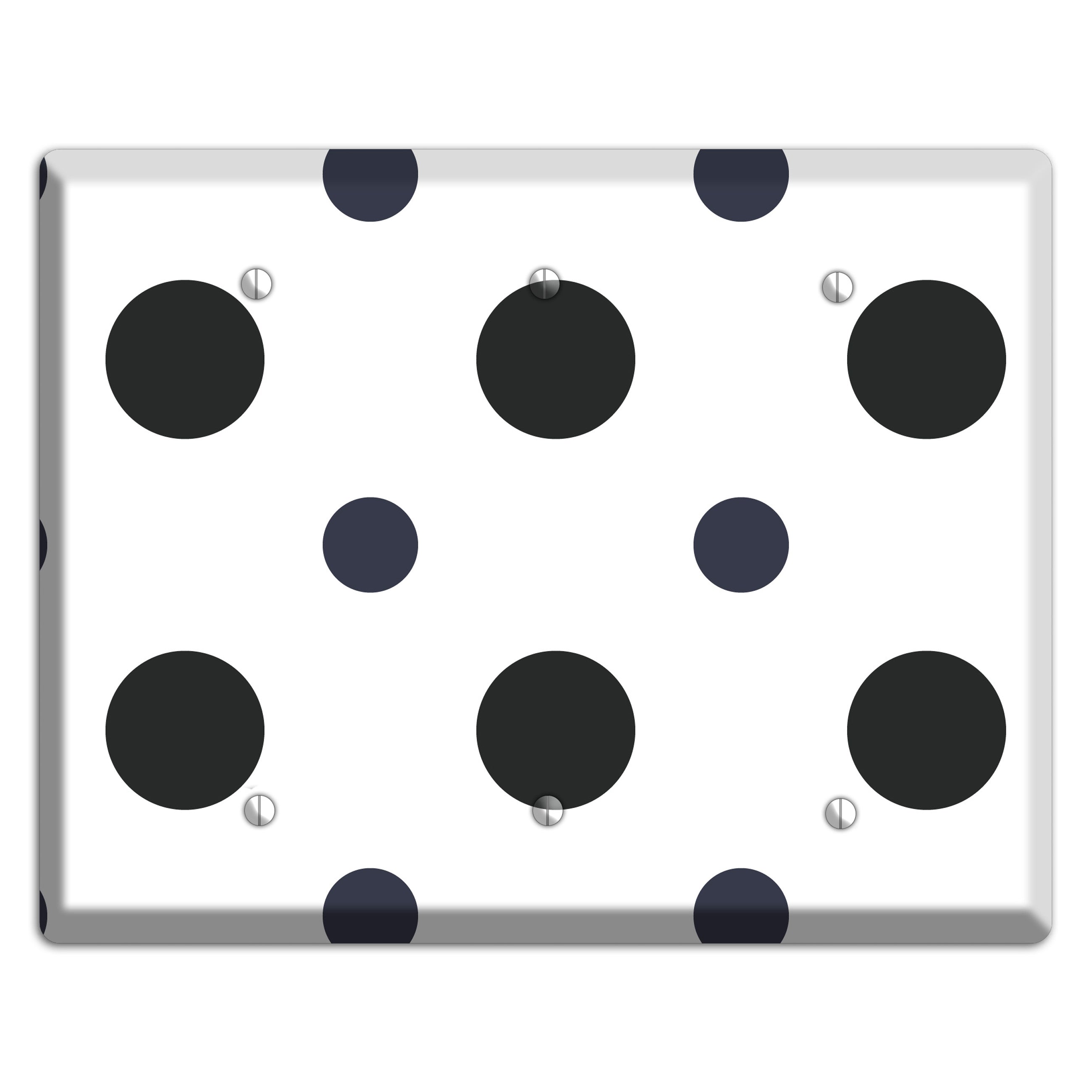 Black Multi Medium Polka Dots 3 Blank Wallplate