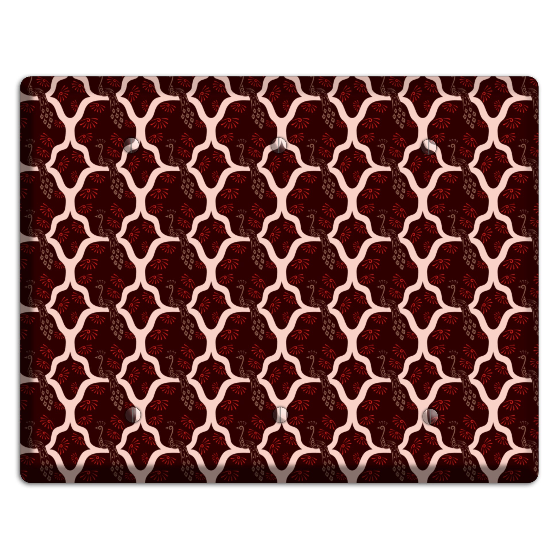 Dark Quatrefoil Peacock 3 Blank Wallplate