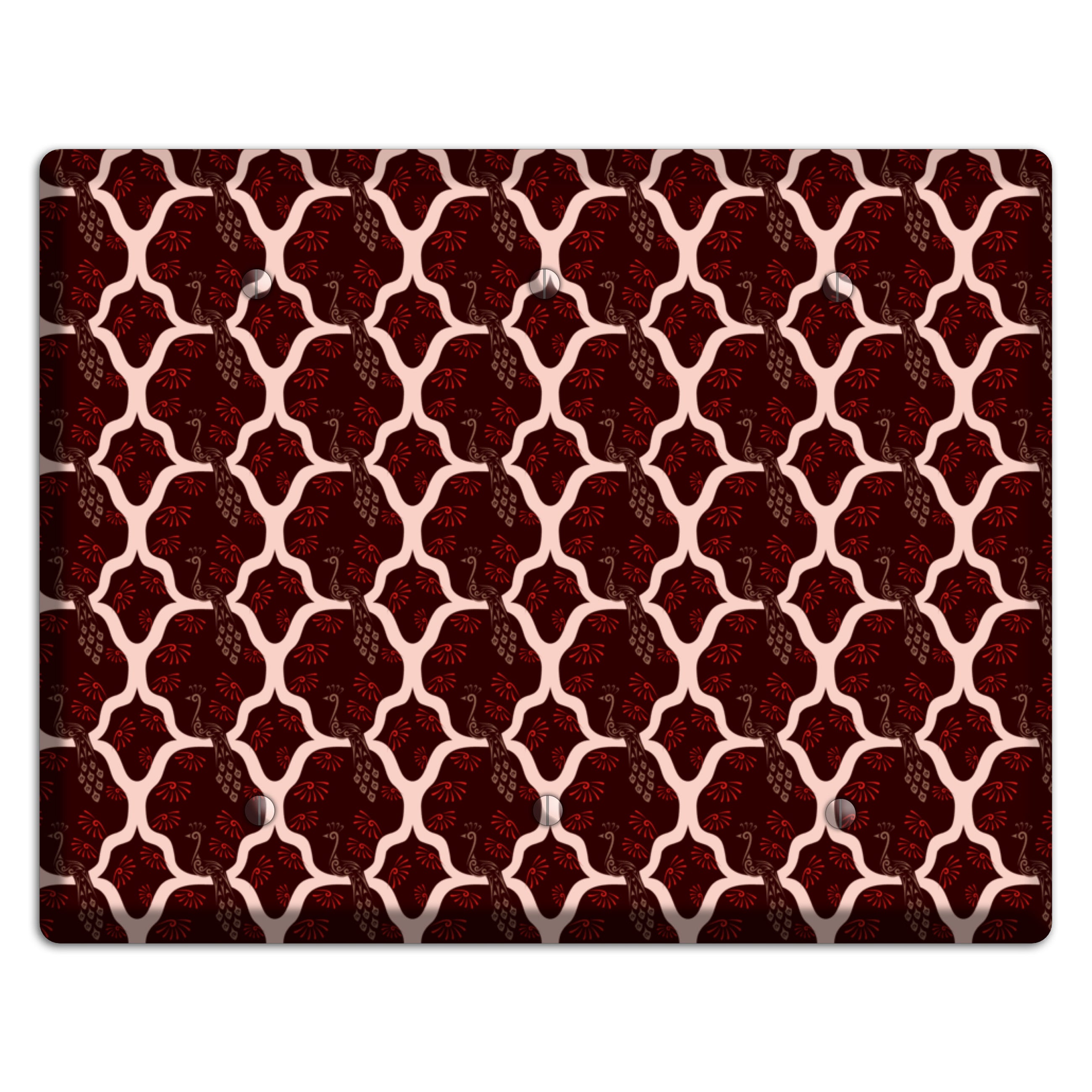 Dark Quatrefoil Peacock 3 Blank Wallplate