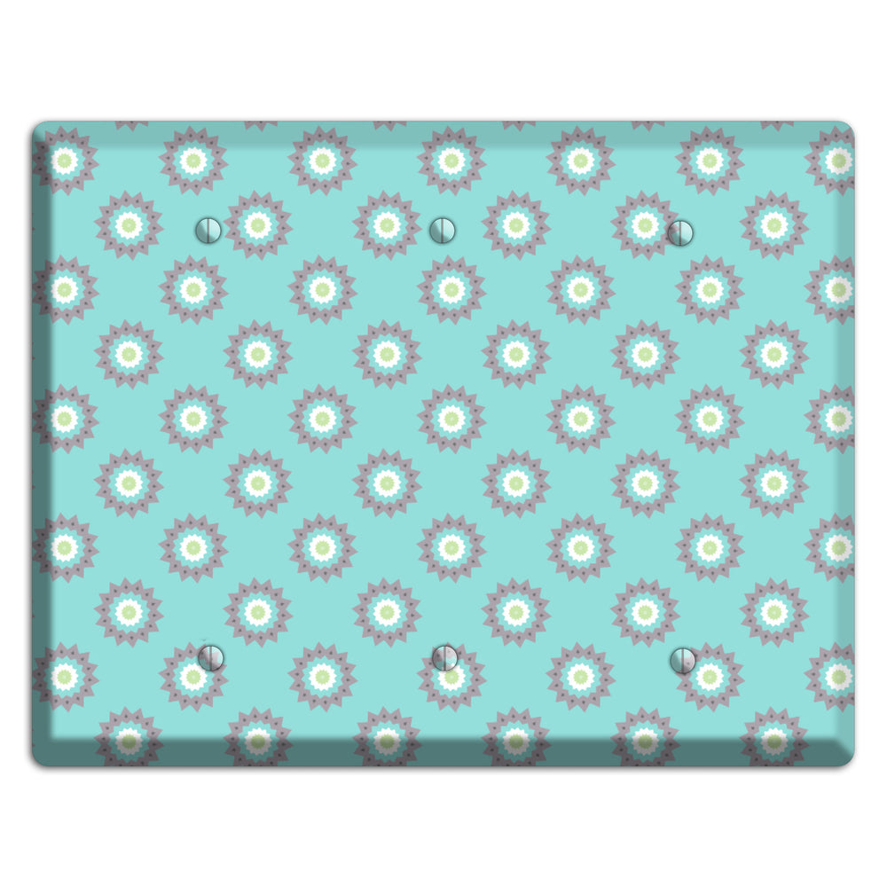 Turquoise with Suzani Dots 3 Blank Wallplate