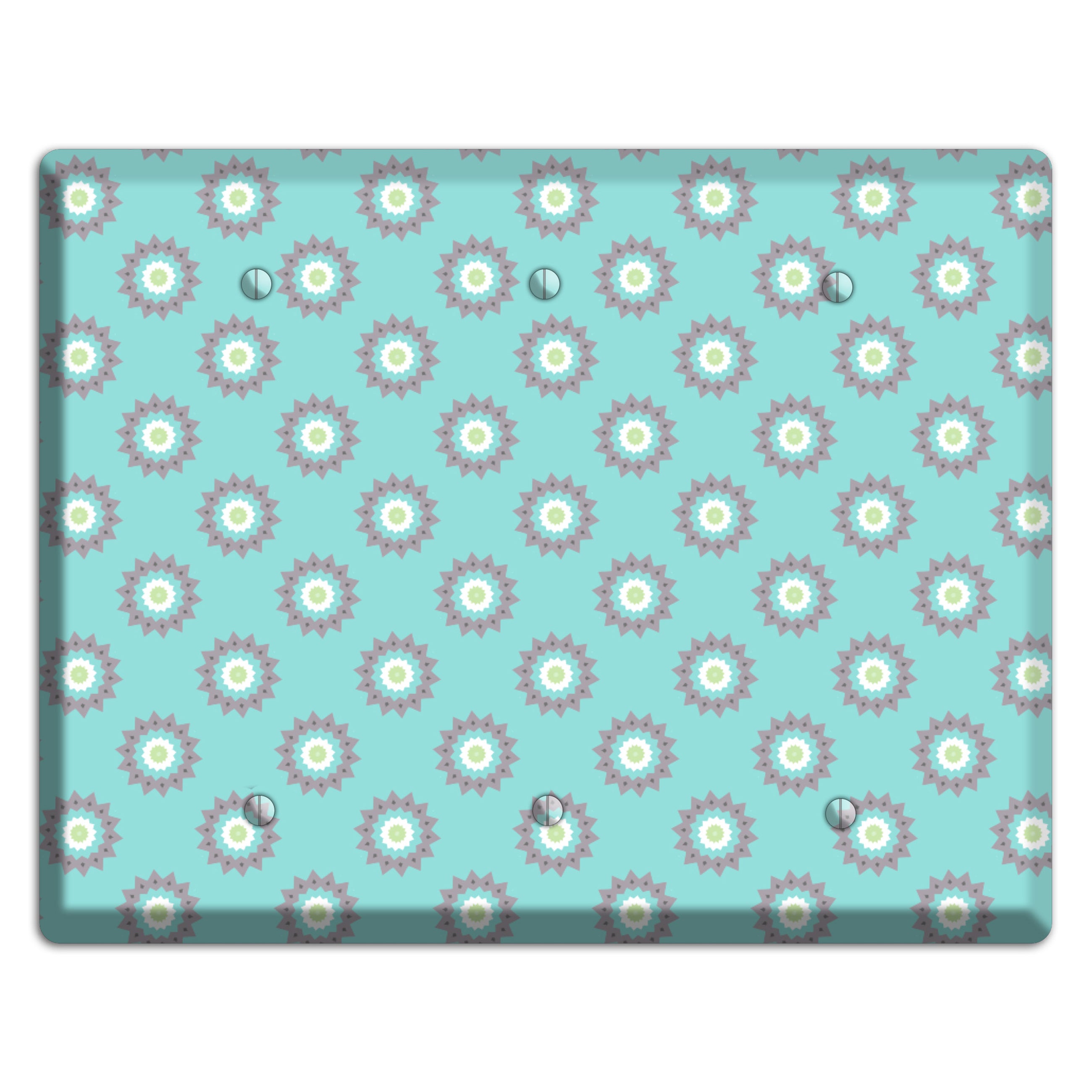 Turquoise with Suzani Dots 3 Blank Wallplate