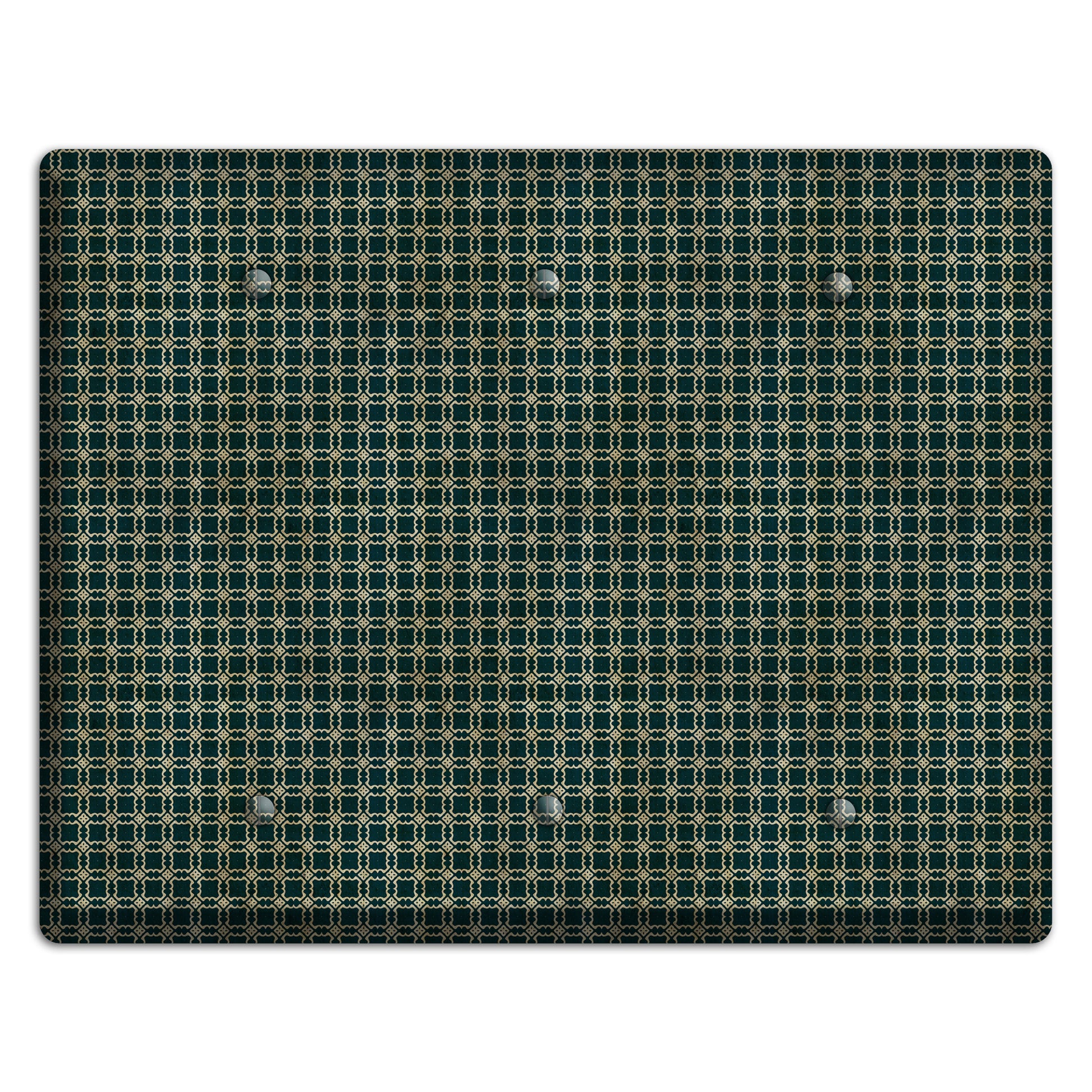 Dark Green Grunge Tiled Tiny Arabesque 3 Blank Wallplate