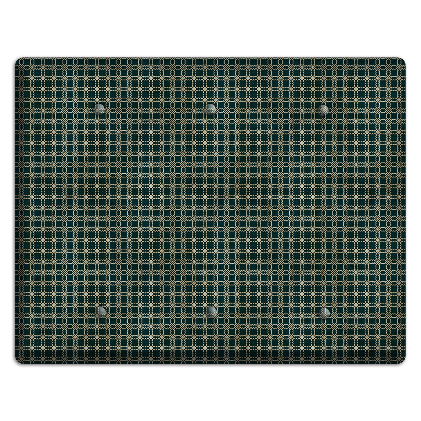 Dark Green Grunge Tiled Tiny Arabesque 3 Blank Wallplate