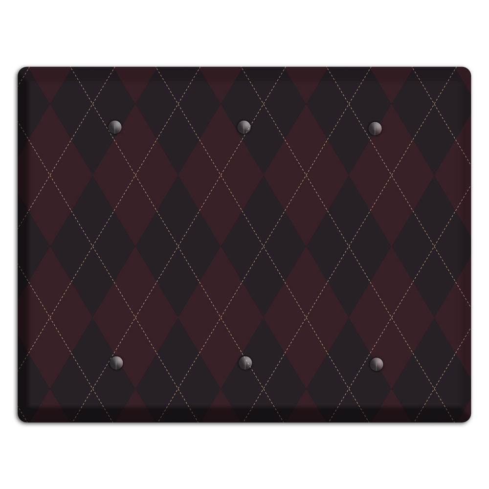 Black Argyle 3 Blank Wallplate