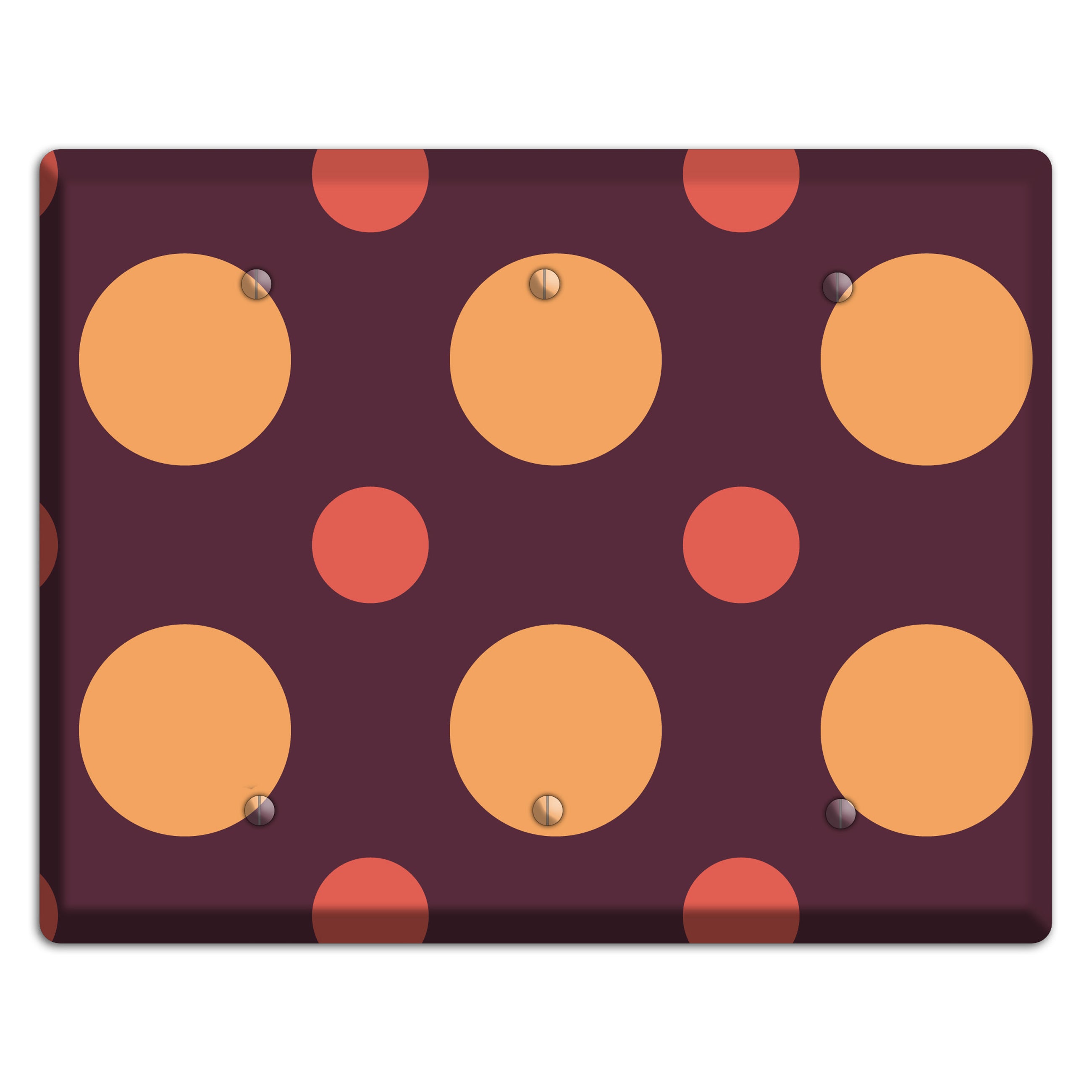 Eggplant with Multi Coral Multi Medium Polka Dots 3 Blank Wallplate