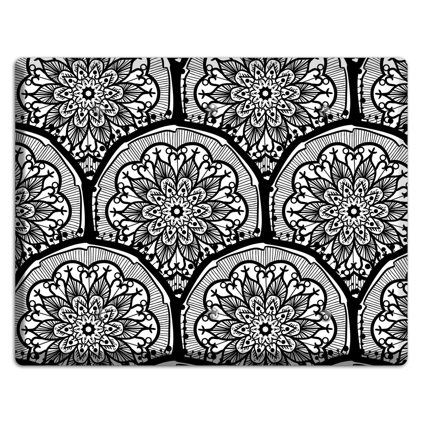 Mandala Black and White Style A Cover Plates 3 Blank Wallplate