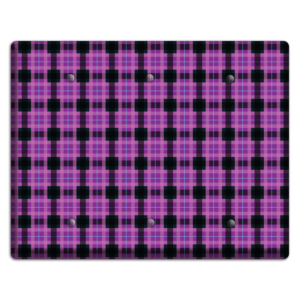 Purple and Black Plaid 3 Blank Wallplate