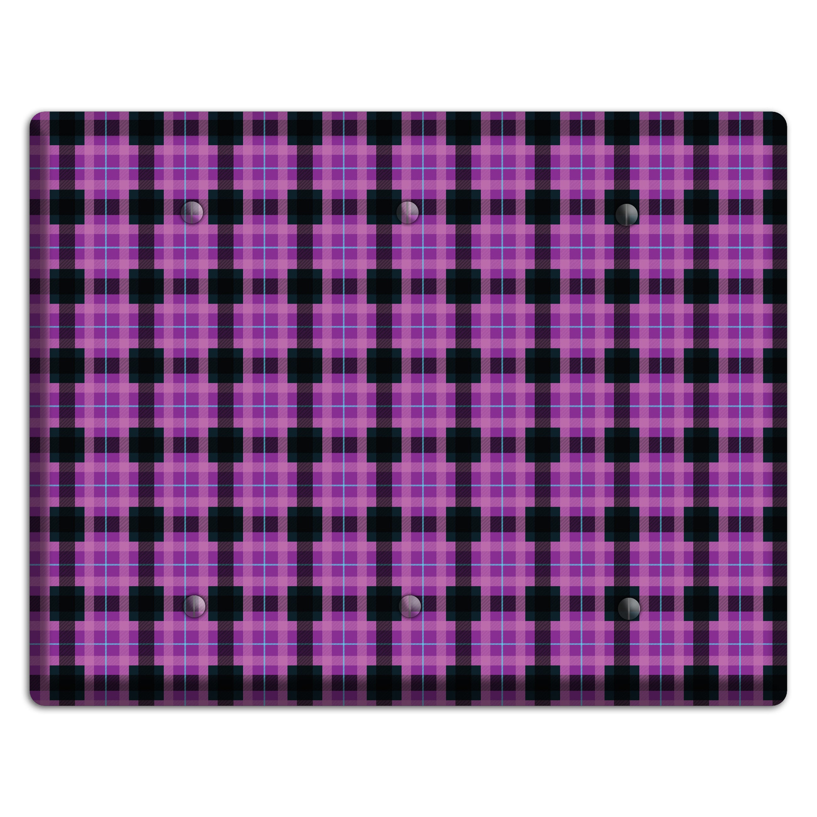 Purple and Black Plaid 3 Blank Wallplate