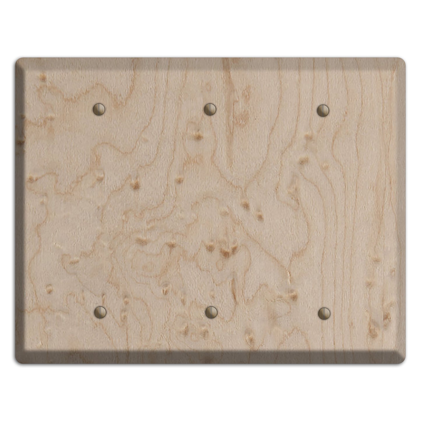 Birdseye Maple Wood Triple Blank Cover Plate