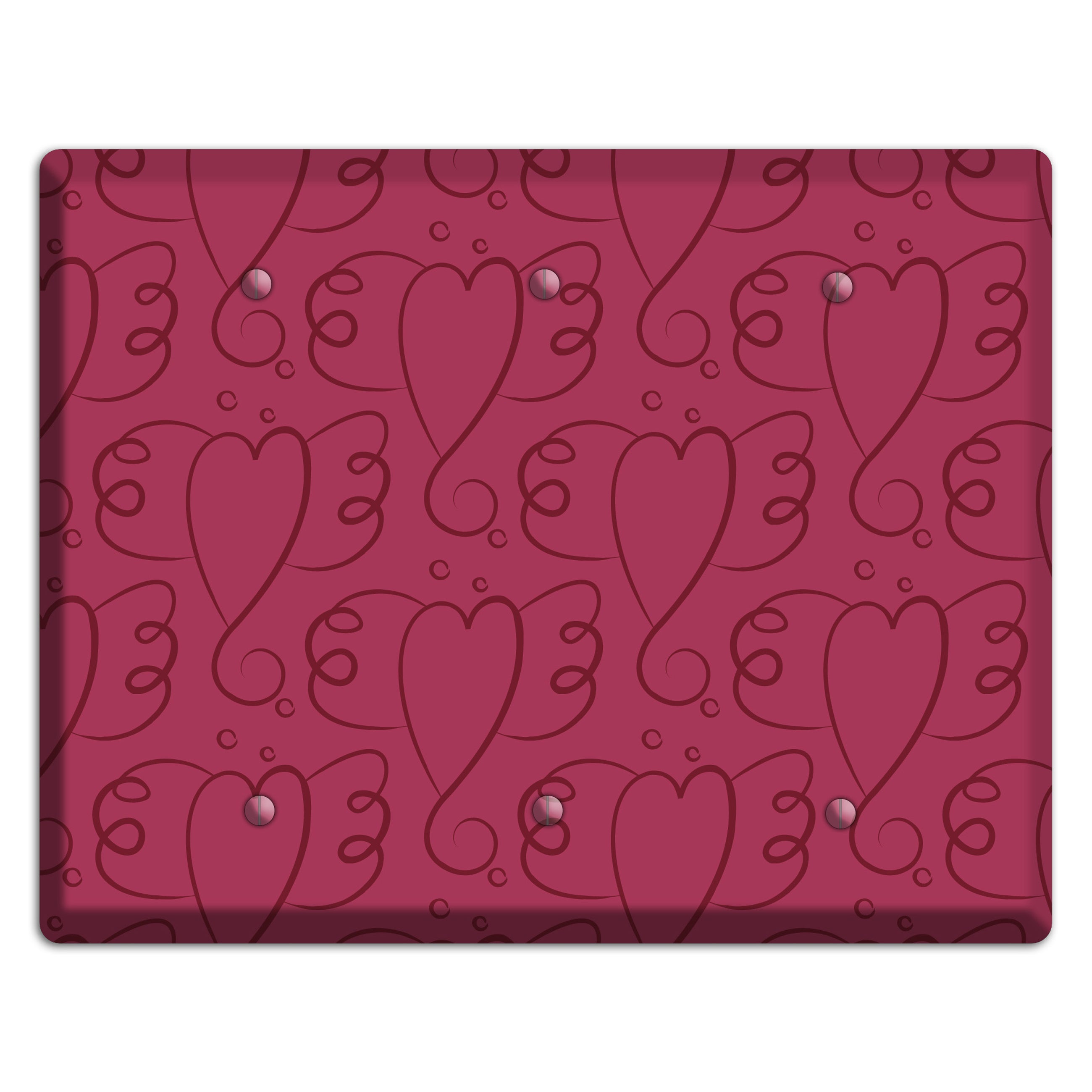 Fuschia Winged Hearts 3 Blank Wallplate
