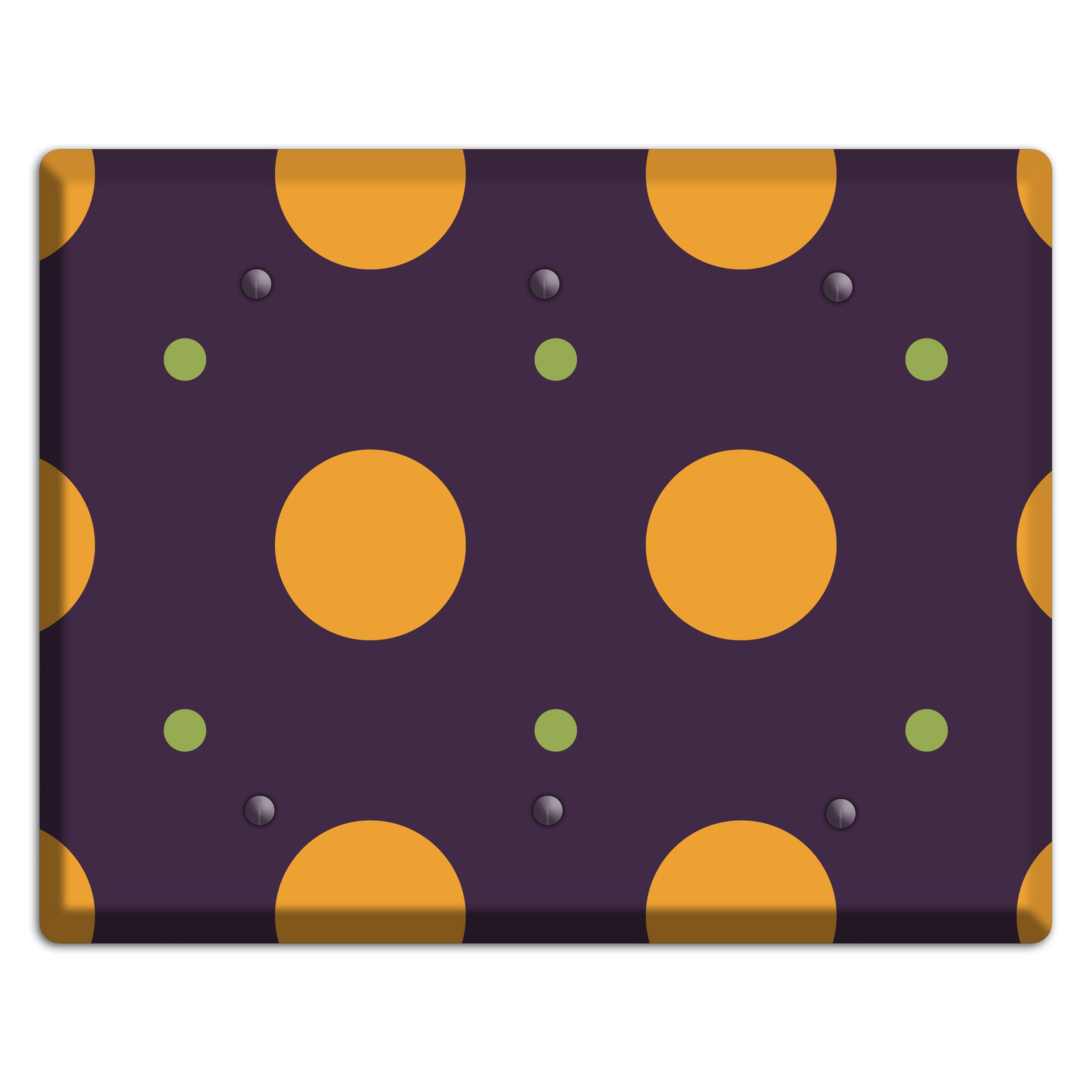 Eggplant with Orange and Lime Multi Tiled Medium Dots 3 Blank Wallplate