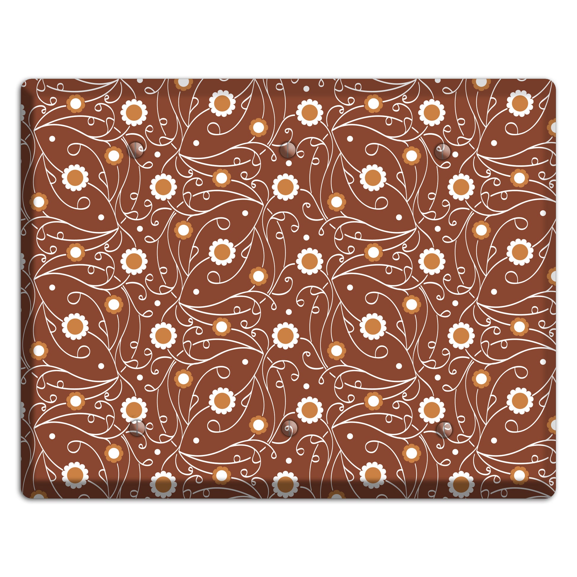 Brown Vine Floral 3 Blank Wallplate