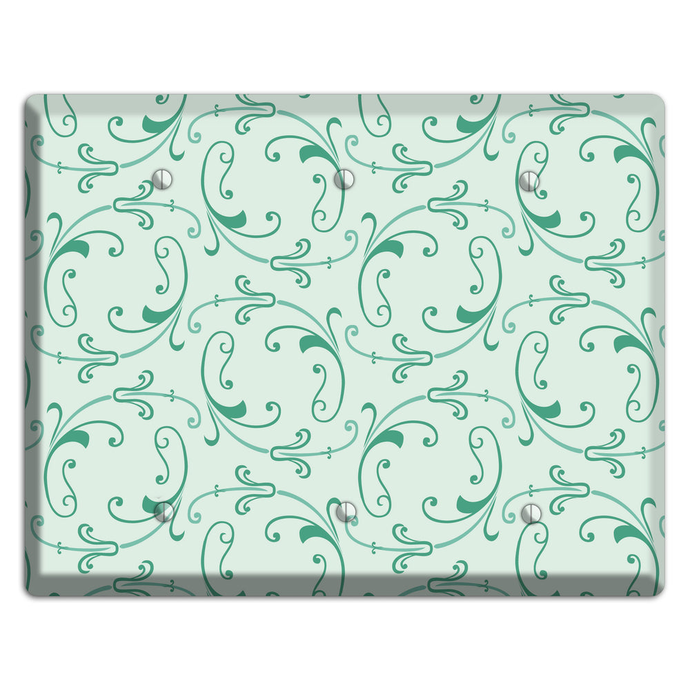 Aqua Victorian Sprig 3 Blank Wallplate