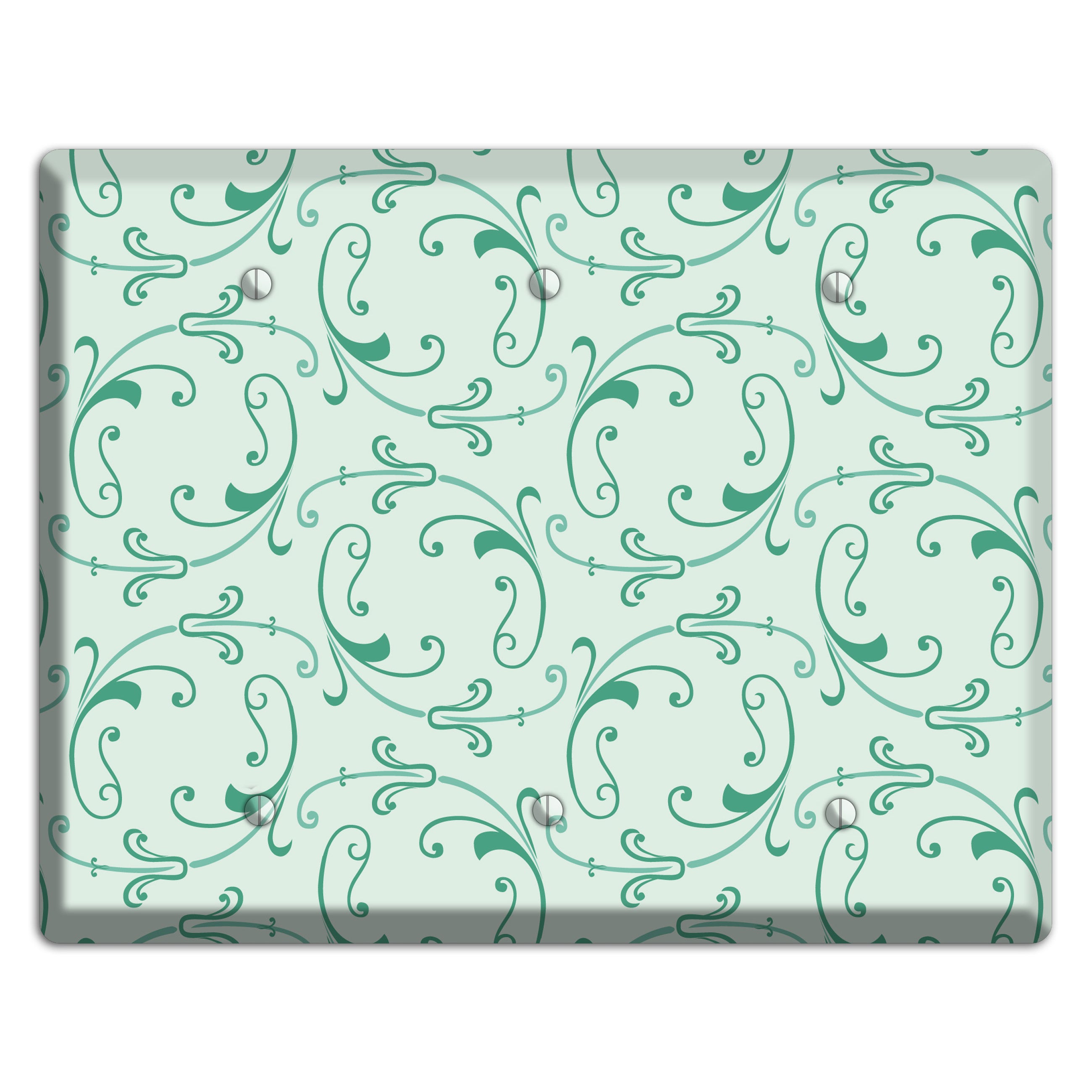 Aqua Victorian Sprig 3 Blank Wallplate