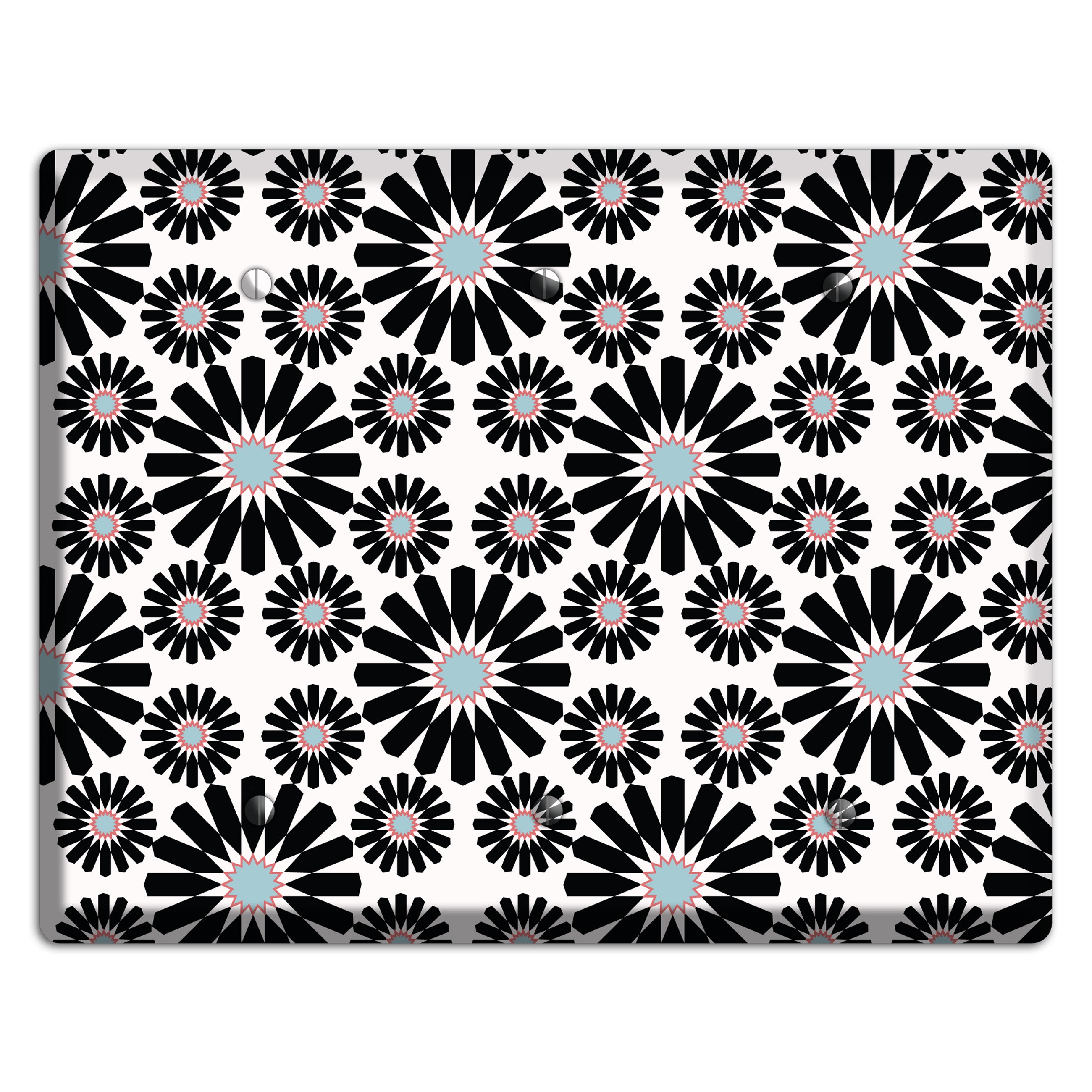 Dusty Blue Maroon Scandinavian Floral 3 Blank Wallplate