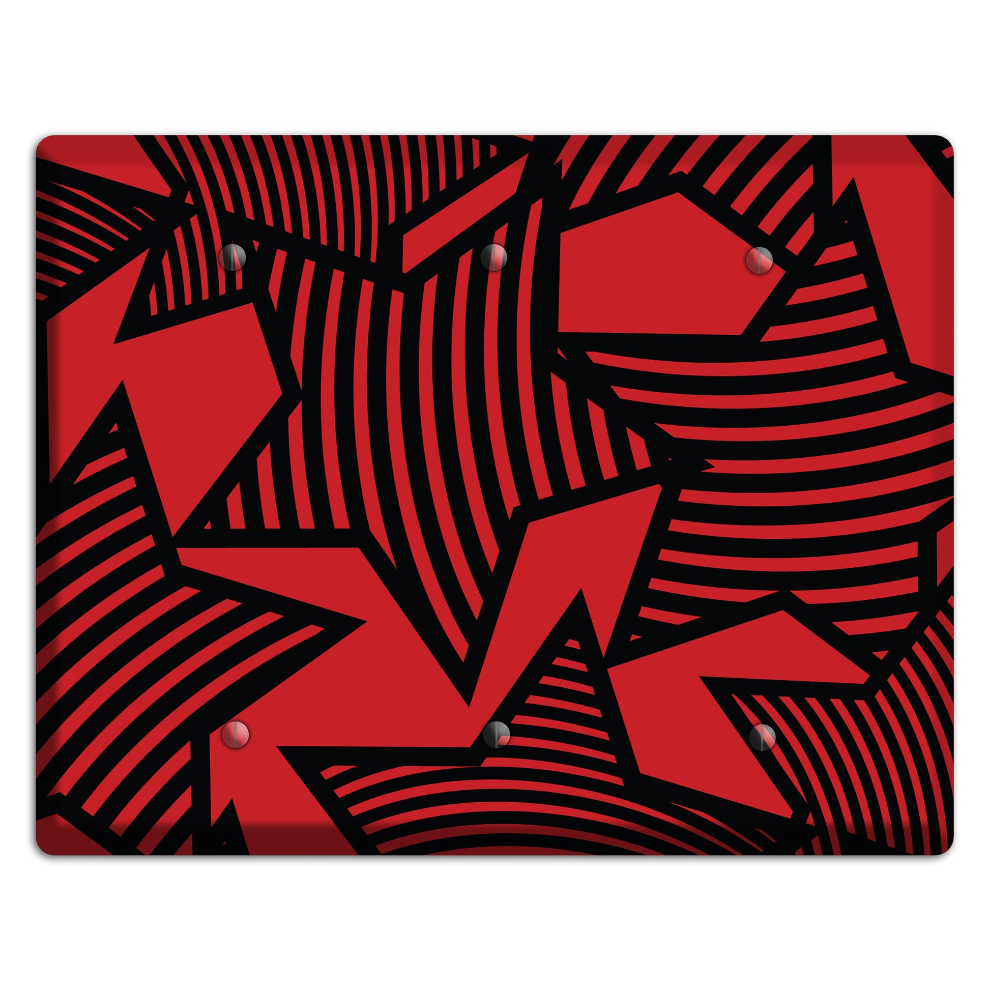 Red with Large Black Stars 3 Blank Wallplate