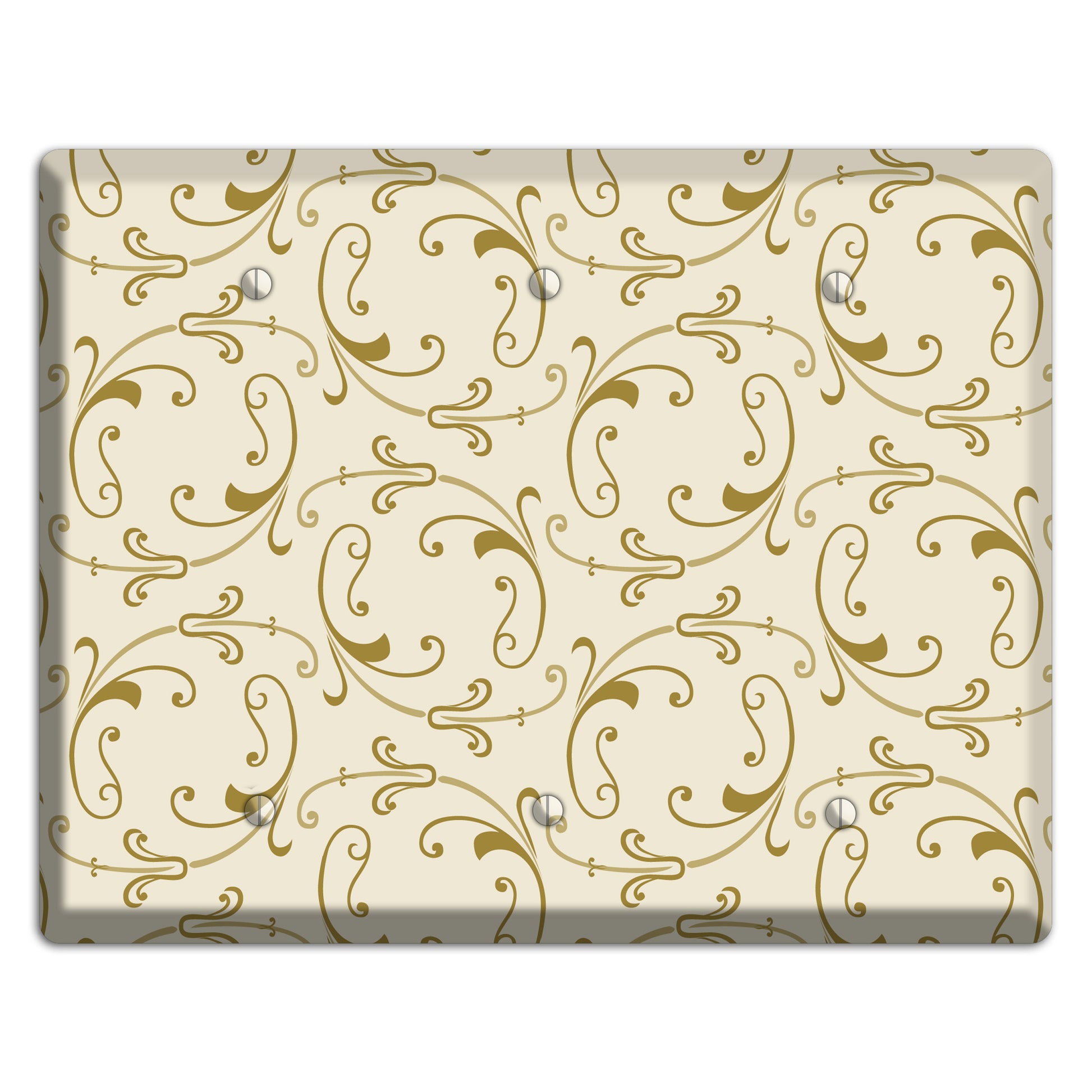 Off White with Gold Victorian Sprig 3 Blank Wallplate