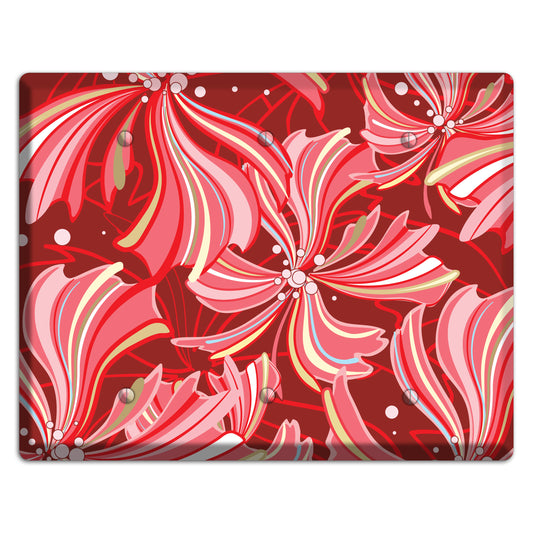 Red Deco Blossoms 3 Blank Wallplate