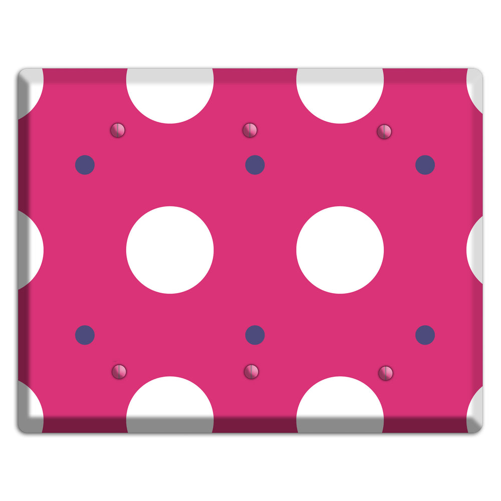 Fuschia with White and Purple Multi Tiled Medium Dots 3 Blank Wallplate
